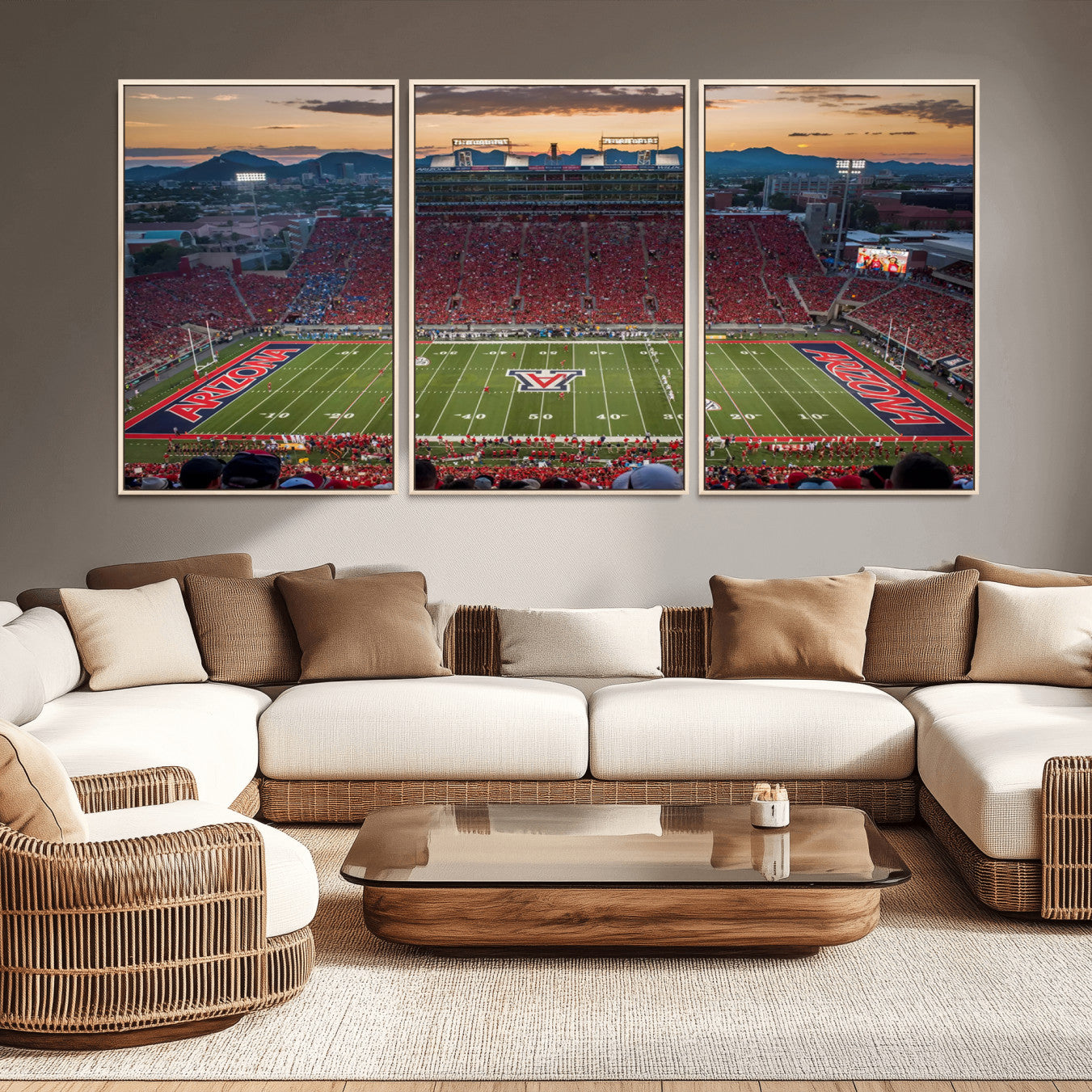99722-MGV-CV-36X24-Framed Arizona Wildcats Football Team Print - Tucson Arizona Stadium Wall Art Canvas Print