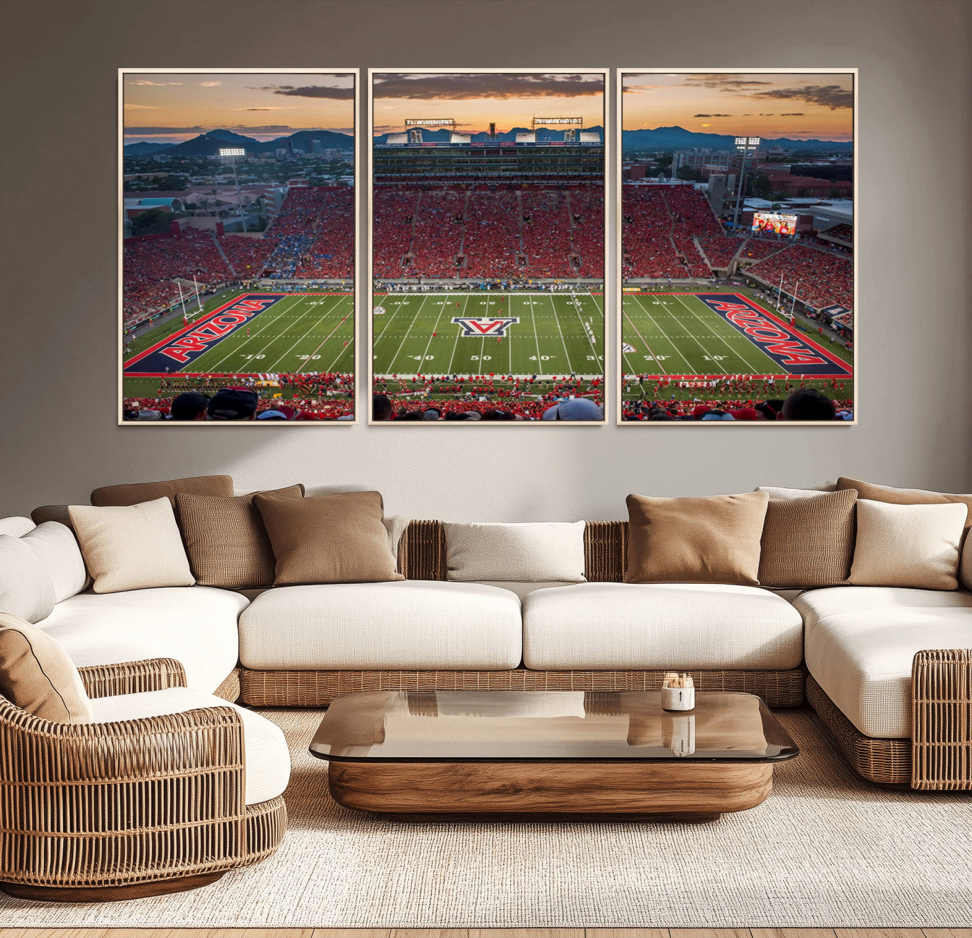 99722-MGV-CV-36X24-Framed Arizona Wildcats Football Team Print - Tucson Arizona Stadium Wall Art Canvas Print