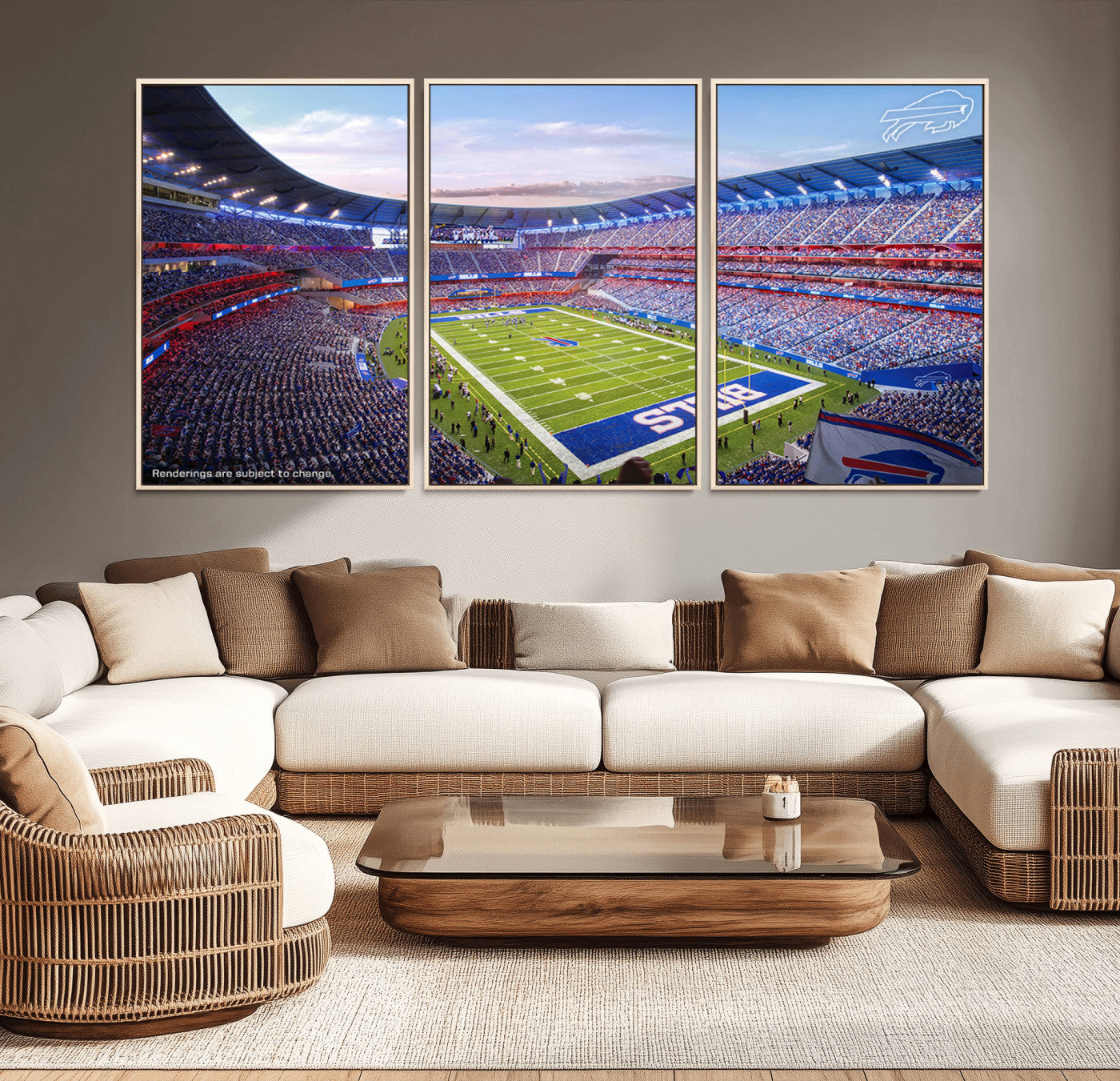 57873-MGV-CV-36X24-Buffalo Bills Football Team Print Canvas - Buffalo Highmark Stadium Wall Art Canvas Print