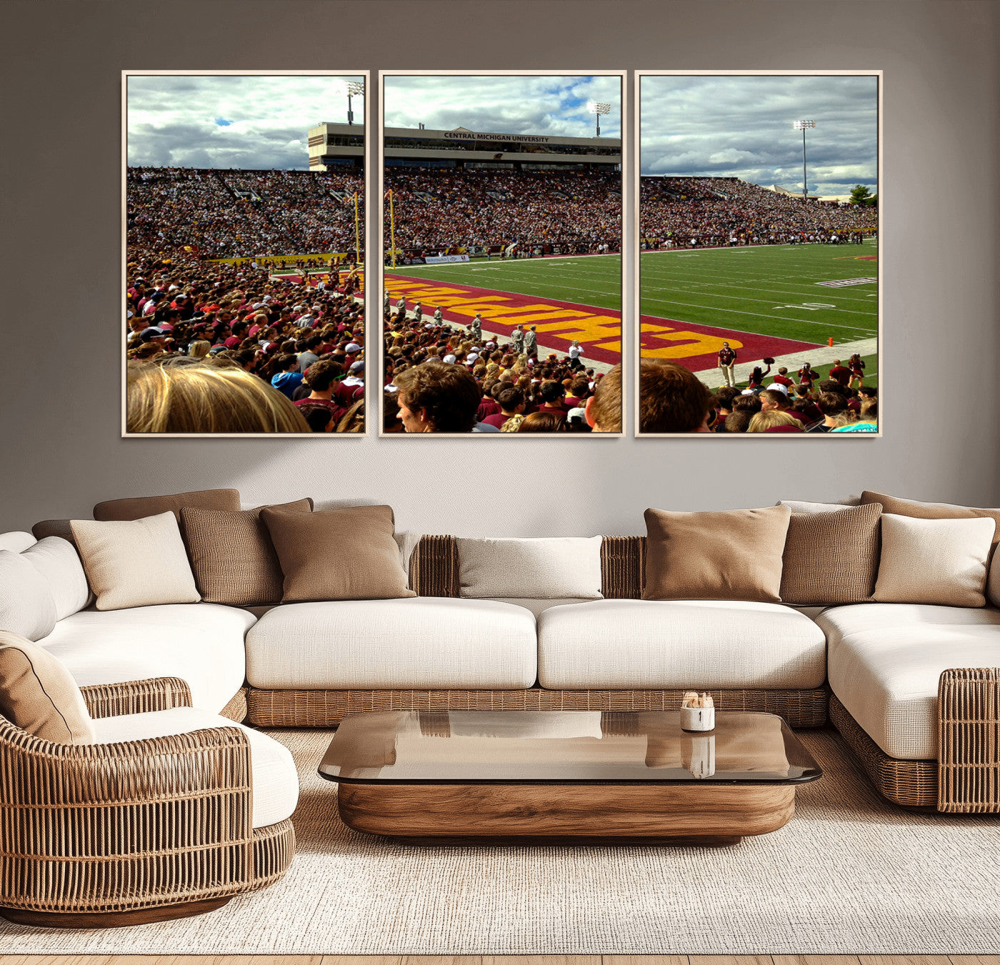 99662-MGV-CV-36X24-Central Michigan University Chippewas Football Team Print - Mount Pleasant Kelly/Shorts Stadium Wall