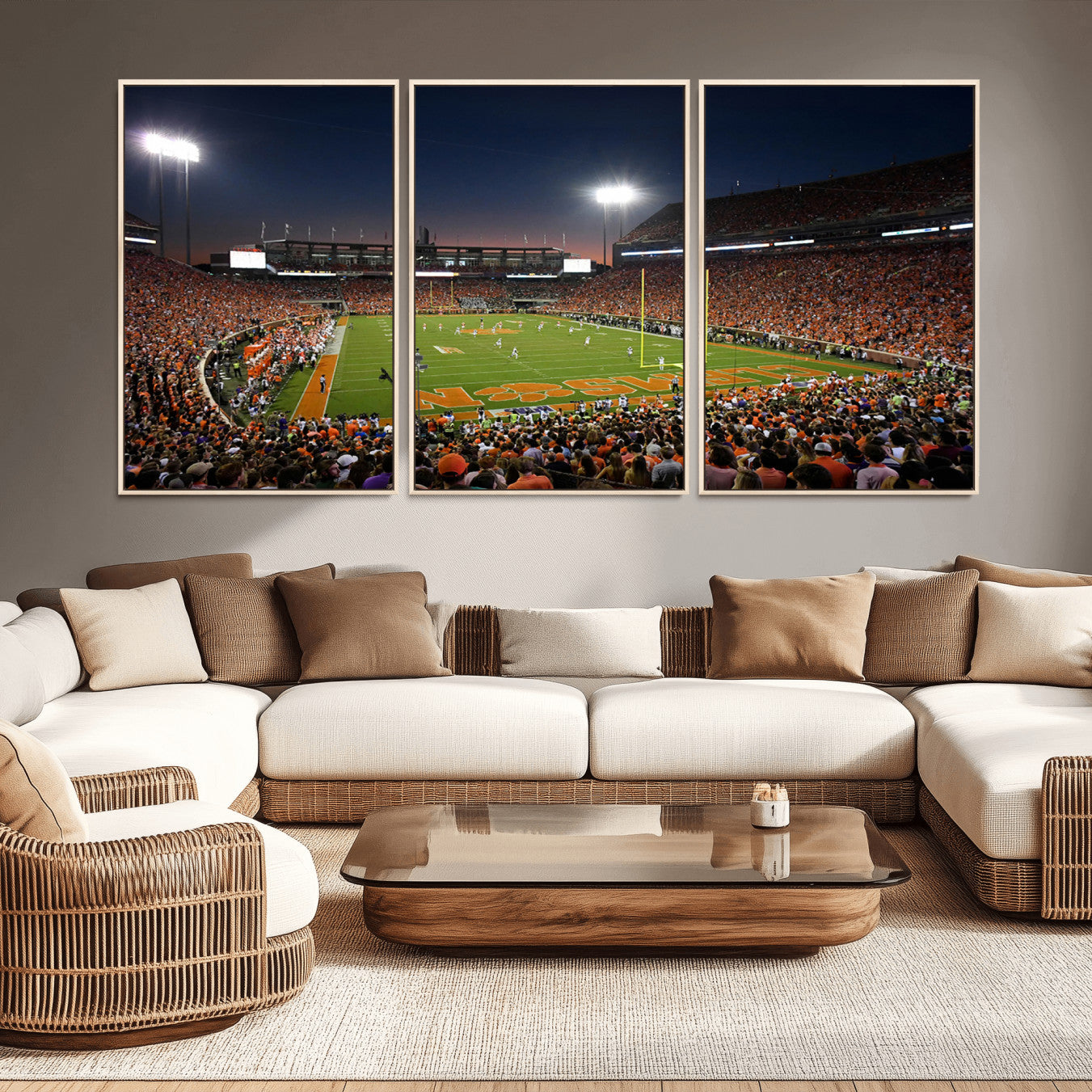 -Clemson University Tigers Art Print, Football Team Print - Clemson Memorial Stadium Wall Art Canvas