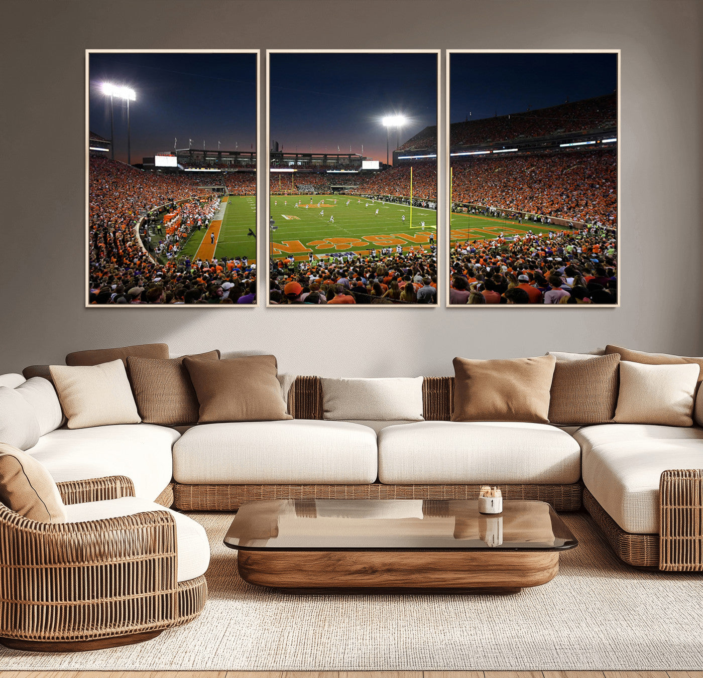 -Clemson University Tigers Art Print, Football Team Print - Clemson Memorial Stadium Wall Art Canvas