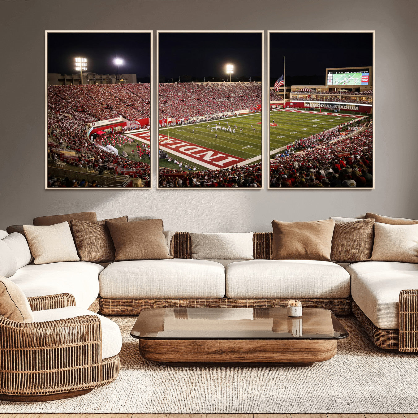 -Indiana University Hoosiers Football Team Print Canvas - Bloomington Memorial Stadium Wall Art