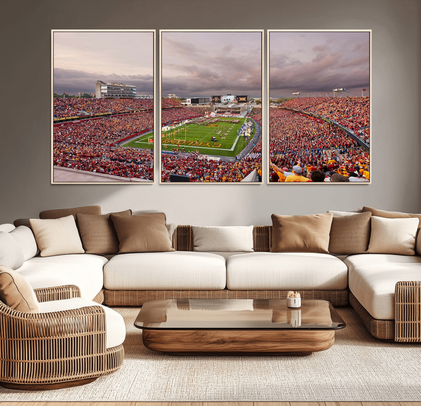 50373-MGV-CV-36X24-Iowa State University Cyclones Football Team Print - Ames Jack Trice Stadium Wall Art Canvas Print