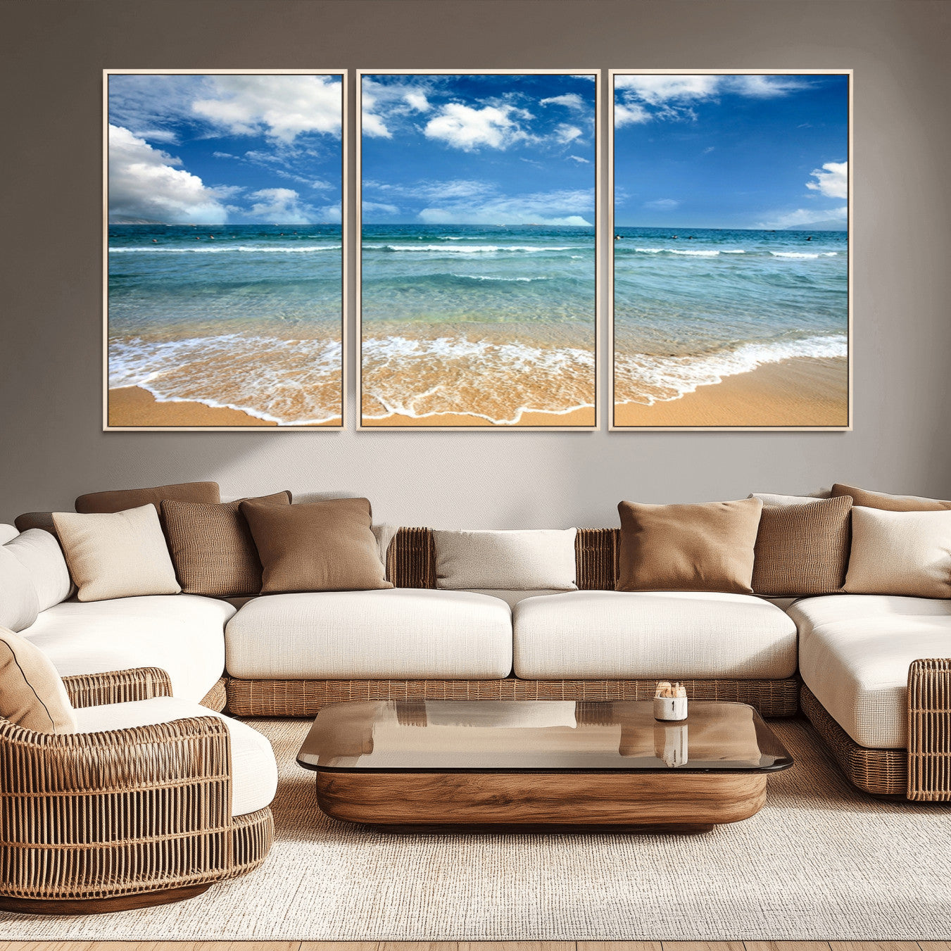-Sea View From the Beach Canvas Print