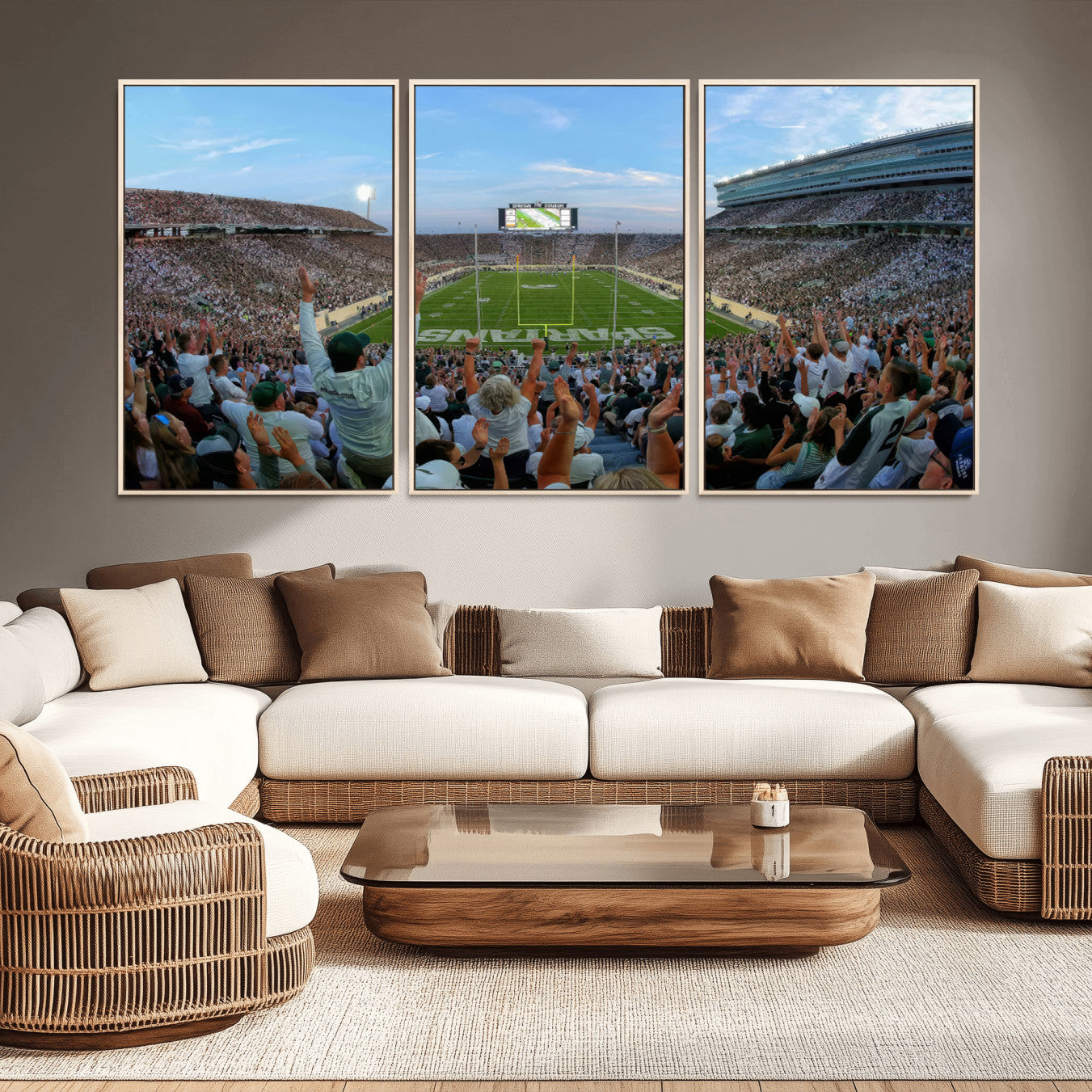 -Michigan State Spartans Football Team Art Print - East Lansing Spartan Stadium Wall Art Canvas Print