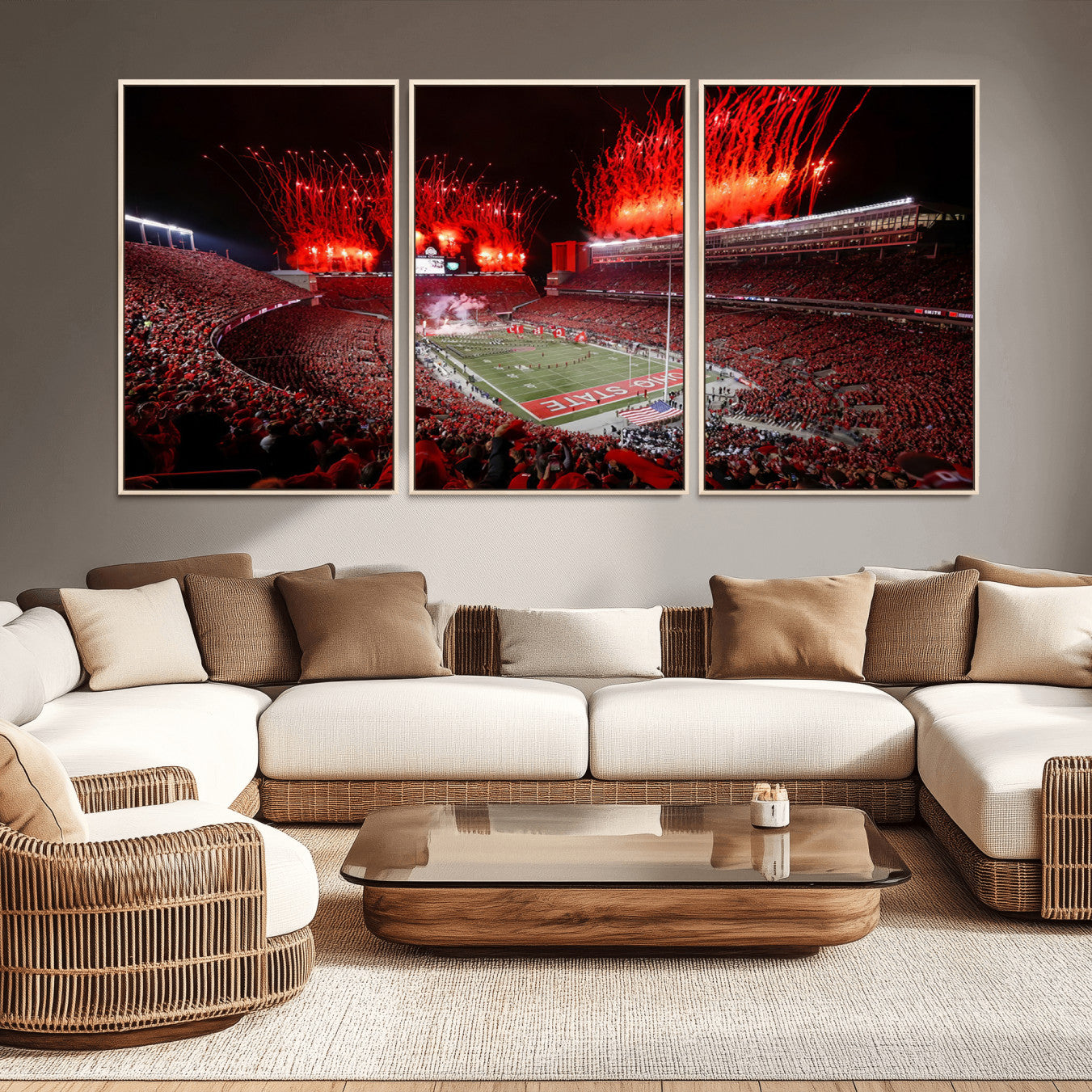 56909-MGV-CV-36X24-Ohio State University Buckeyes Football Team Print - Columbus Ohio Stadium Wall Art Canvas Print