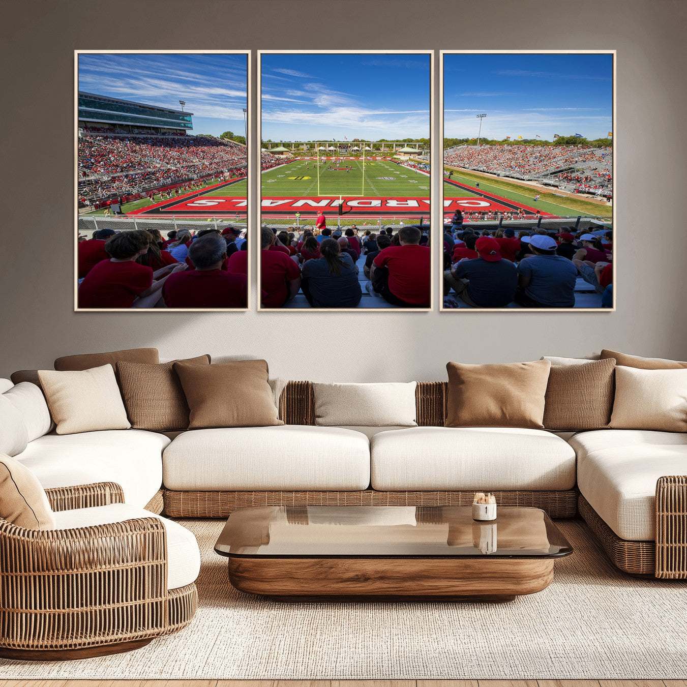 -Ball State Cardinals Football Team Print - Muncie Scheumann Stadium Wall Art Canvas Print