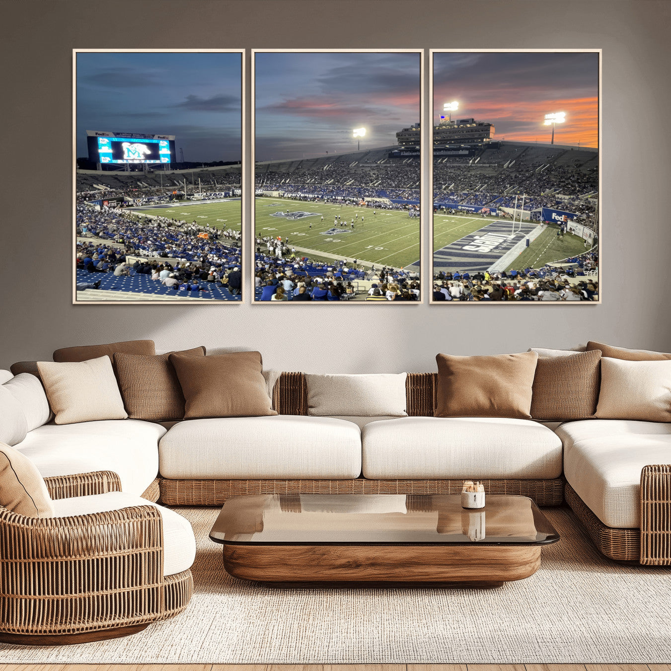 -Memphis Tigers Football Team Print - Memphis Simmons Bank Liberty Stadium Wall Art Canvas Print