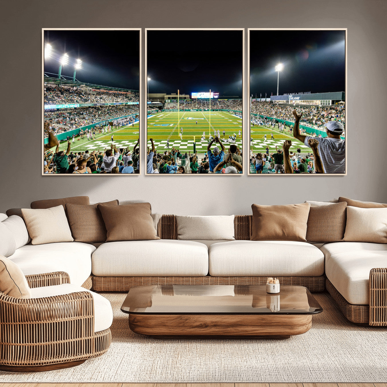 -The Tulane University Green Wave Football Team Print - New Orleans Yulman Stadium Wall Art Canvas