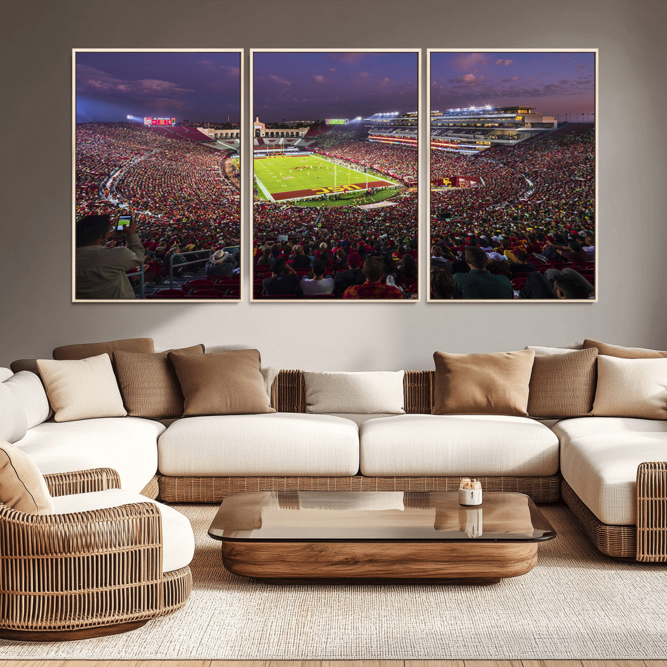 -The University of Southern California USC Trojans Football Team Print - Los Angeles Memorial