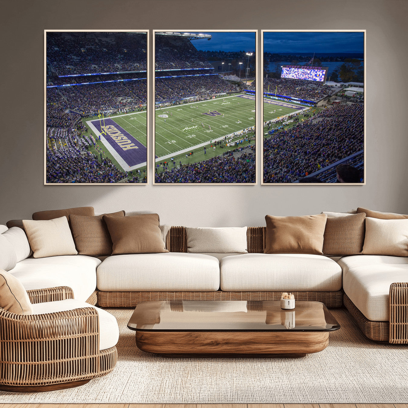 -The University of Washington Huskies Football Team Print - Seattle Husky Stadium Wall Art Canvas