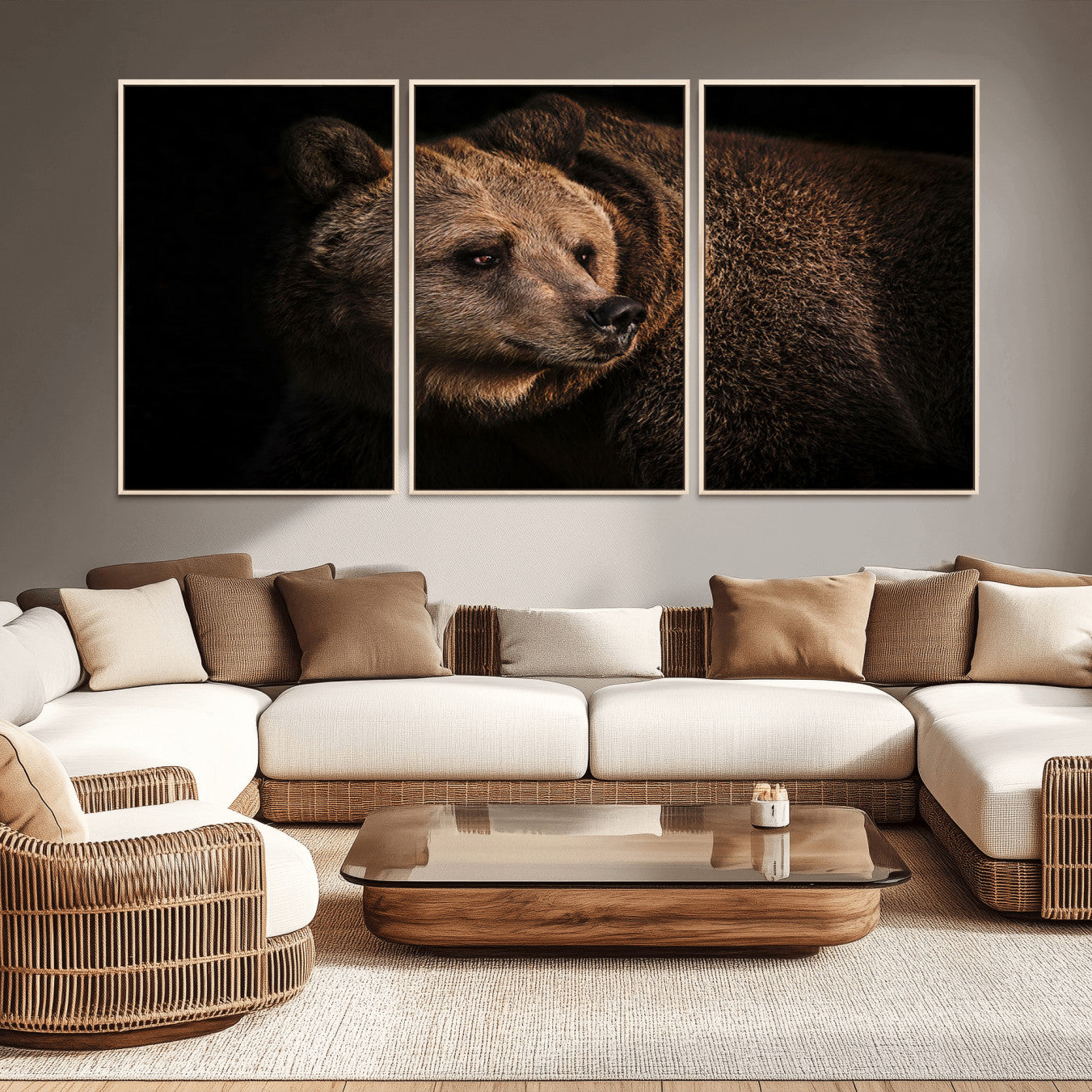 -Wild Grizzly 399 Bear Canvas Wall Art Print, Bear Animal Canvas Artwork Print, Black Bear Wall Art