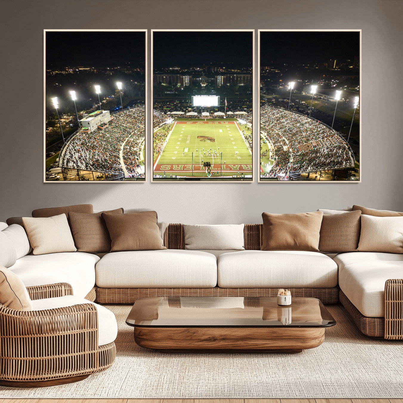 -Florida A&M Rattlers Football Team Print - Tallahassee Bragg Memorial Stadium Wall Art Canvas Print