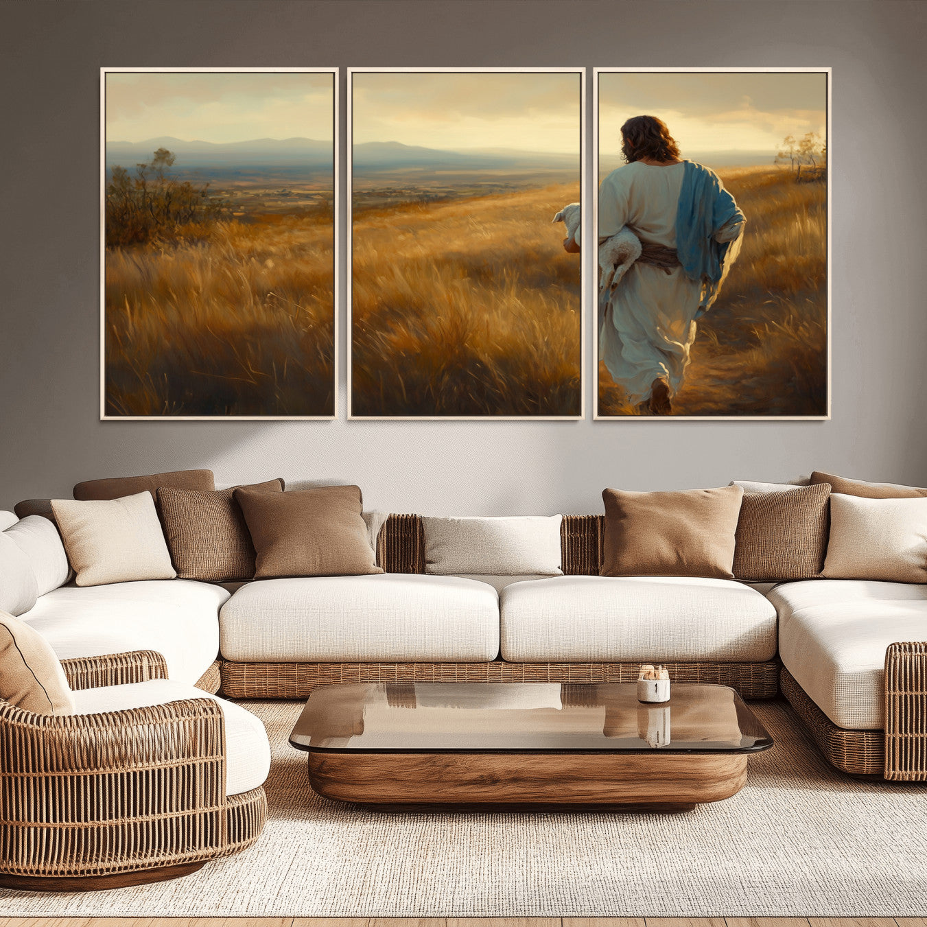 -Jesus the Good Shepherd Wall Art Canvas Print - Inspirational Christian Religious Print for Prayer