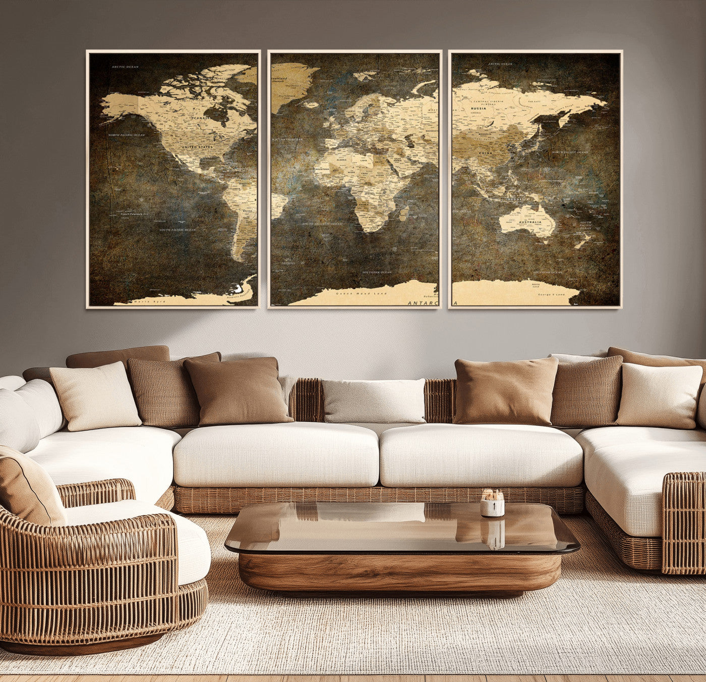 28268-MGV-CV-36X24-Push Pin World Map Canvas Print – Travel Tracker Wall Art for Couples, Perfect Anniversary Gift for Home or Office Decor