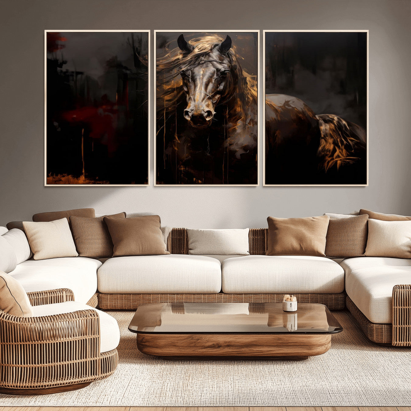 40932-MGV-CV-36X24-Abstract Black Horse Canvas Print for Farmhouse Wall Art | Abstract Equine Wall Art | Western Decor
