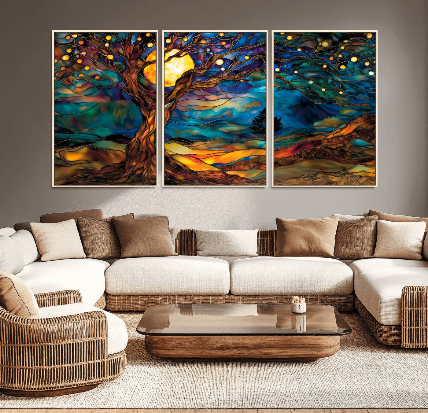 18319-MGV-CV-36X24-Tree of Life Wall Art - Yggdrasil Tree of Life Canvas Print - Vibrant Moonlit Tree Wall Art, Tree