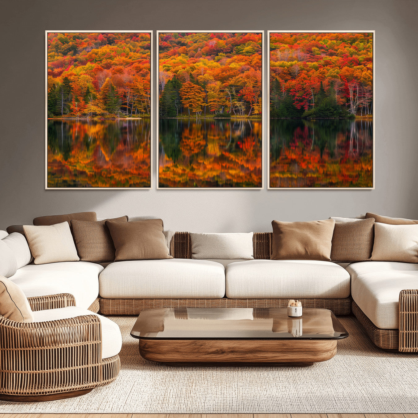 -Fall Foliage Wall Art - Autumn Reflection Canvas Print, Stunning Fall Foliage Wall Art, Serene Lake