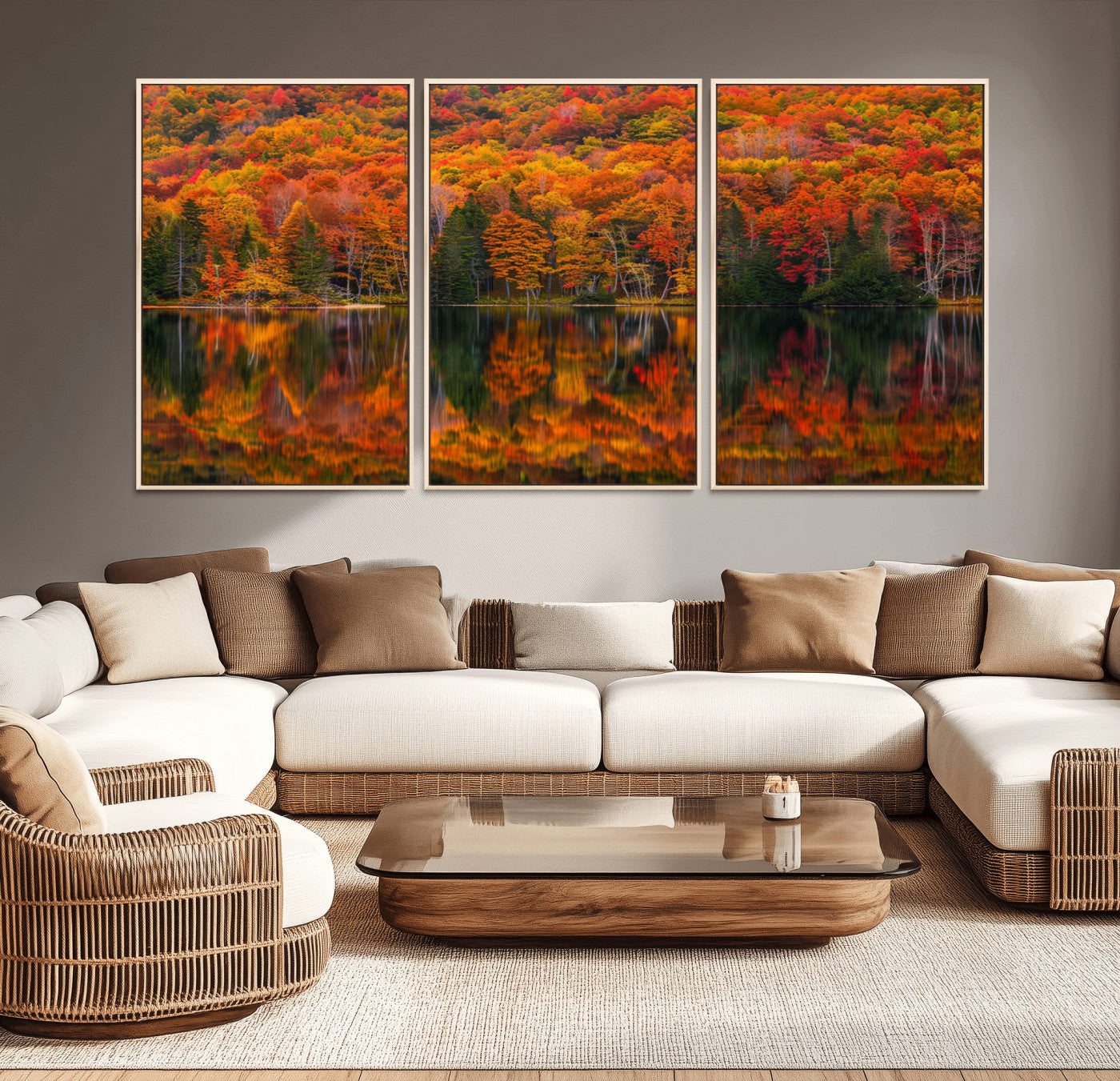 46246-MGV-CV-36X24-Fall Foliage Wall Art - Autumn Reflection Canvas Print, Stunning Fall Foliage Wall Art, Serene Lake