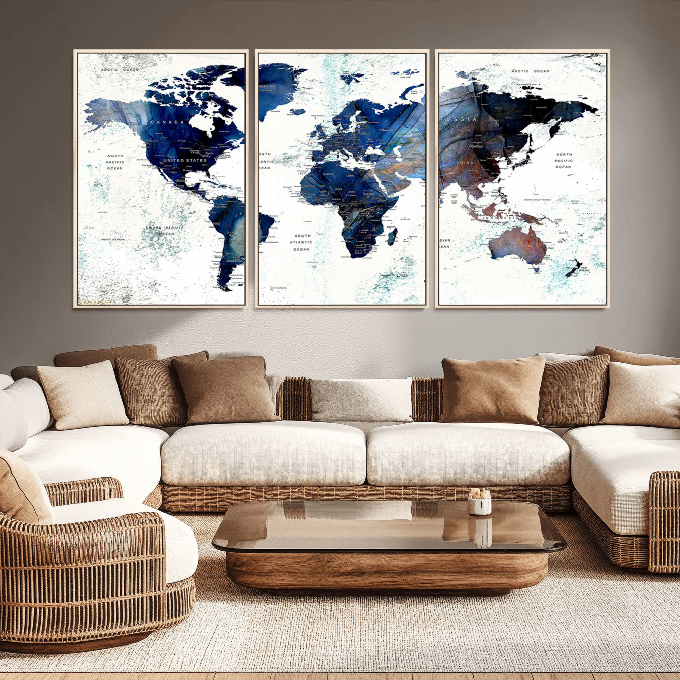 -Push Pin World Map Canvas Print – Travel Tracker Wall Art for Couples, Perfect Anniversary Gift for Home or Office Decor