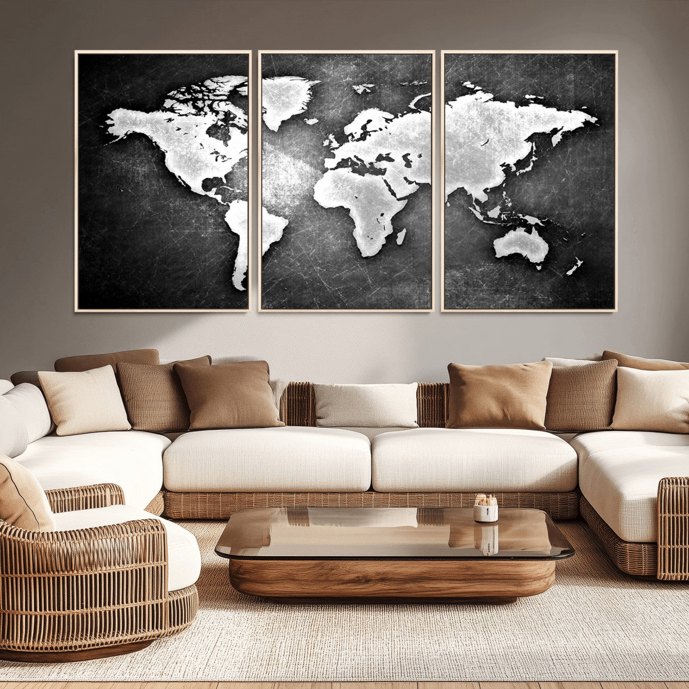 -Push Pin World Map Canvas Print – Travel Tracker Wall Art for Couples, Perfect Anniversary Gift for Home or Office Decor