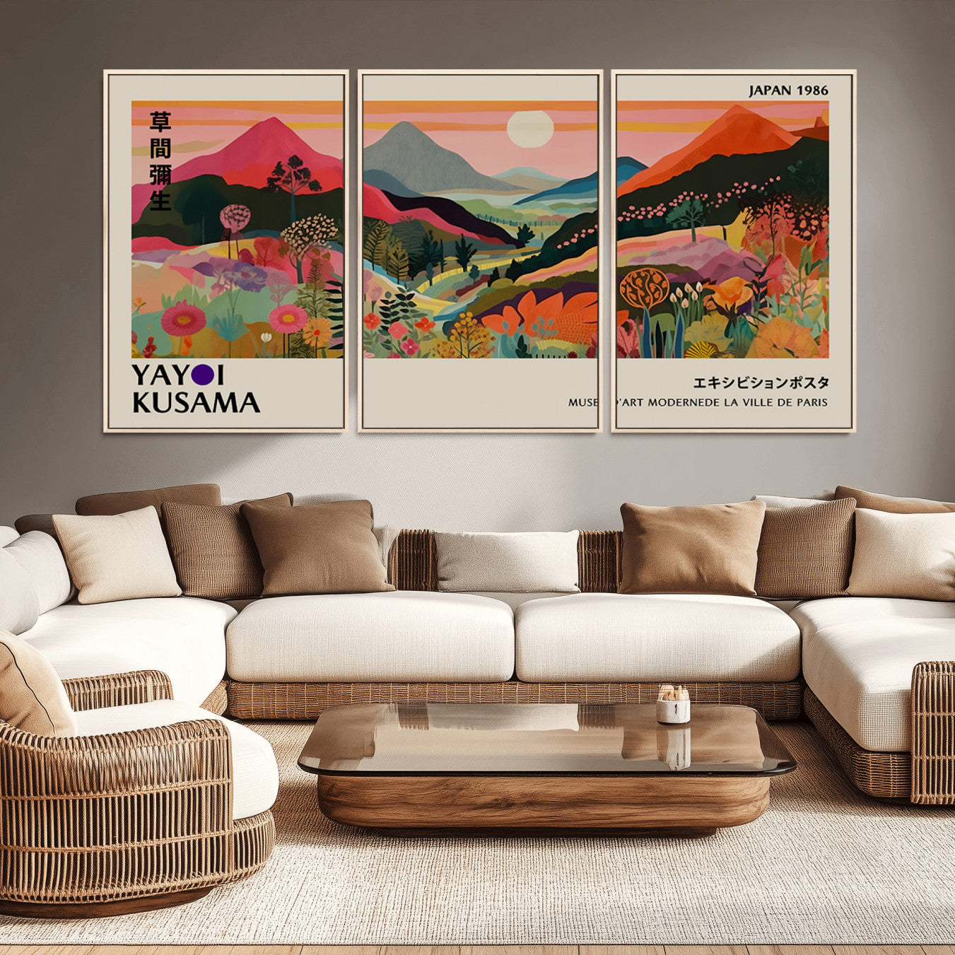 -Yayoi Ba Bam 1986 Wall Art Print - Comes Away to Kiss Sabi Sabi Japanese Wall Art Print - Vibrant
