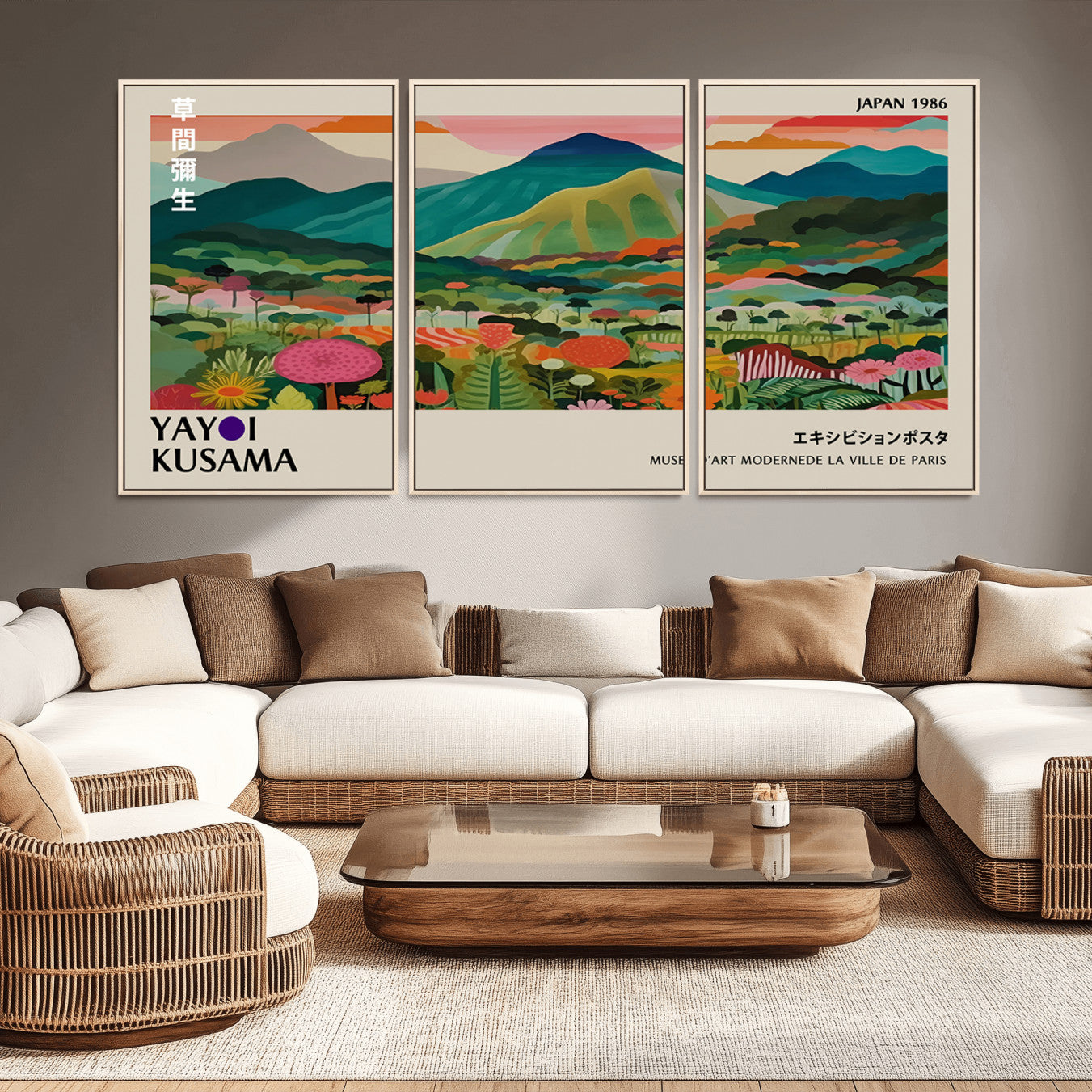 83384-MGV-CV-36X24-Yayoi Kusama Japan 1986 Canvas – Wabi Sabi Japanese Vibrant Abstract Wall Art Contemporary Canvas for Home, Office