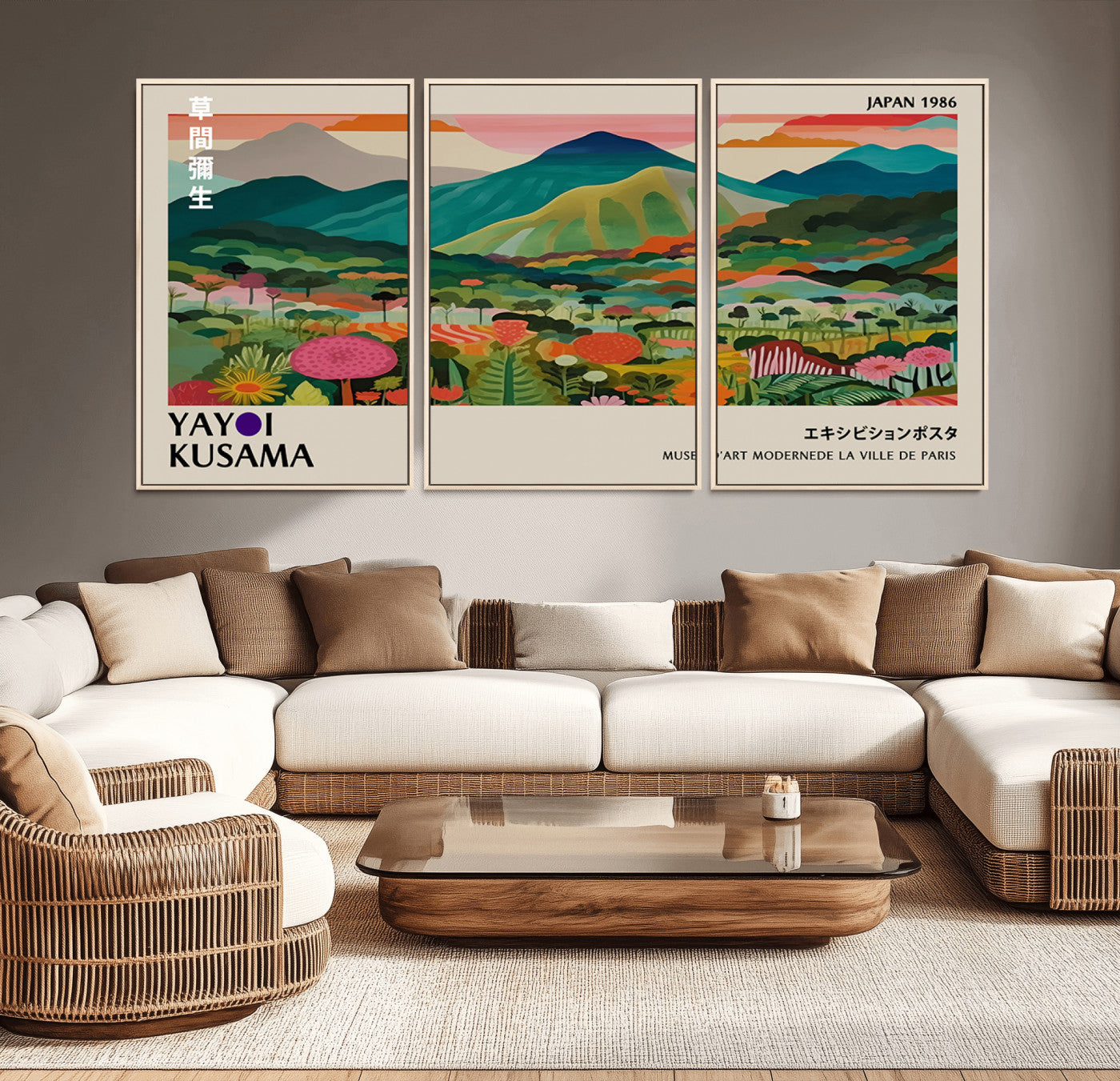 83384-MGV-CV-36X24-Yayoi Kusama Japan 1986 Canvas – Wabi Sabi Japanese Vibrant Abstract Wall Art Contemporary Canvas for Home, Office