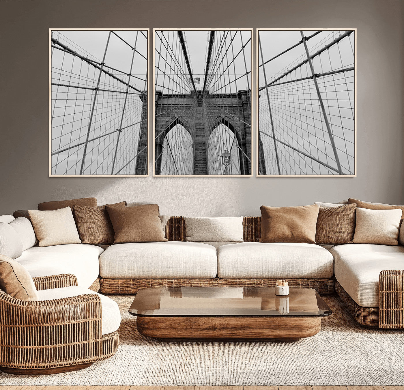 31341-MGV-CV-36X24-Large Brooklyn Bridge Wall Art Canvas Print