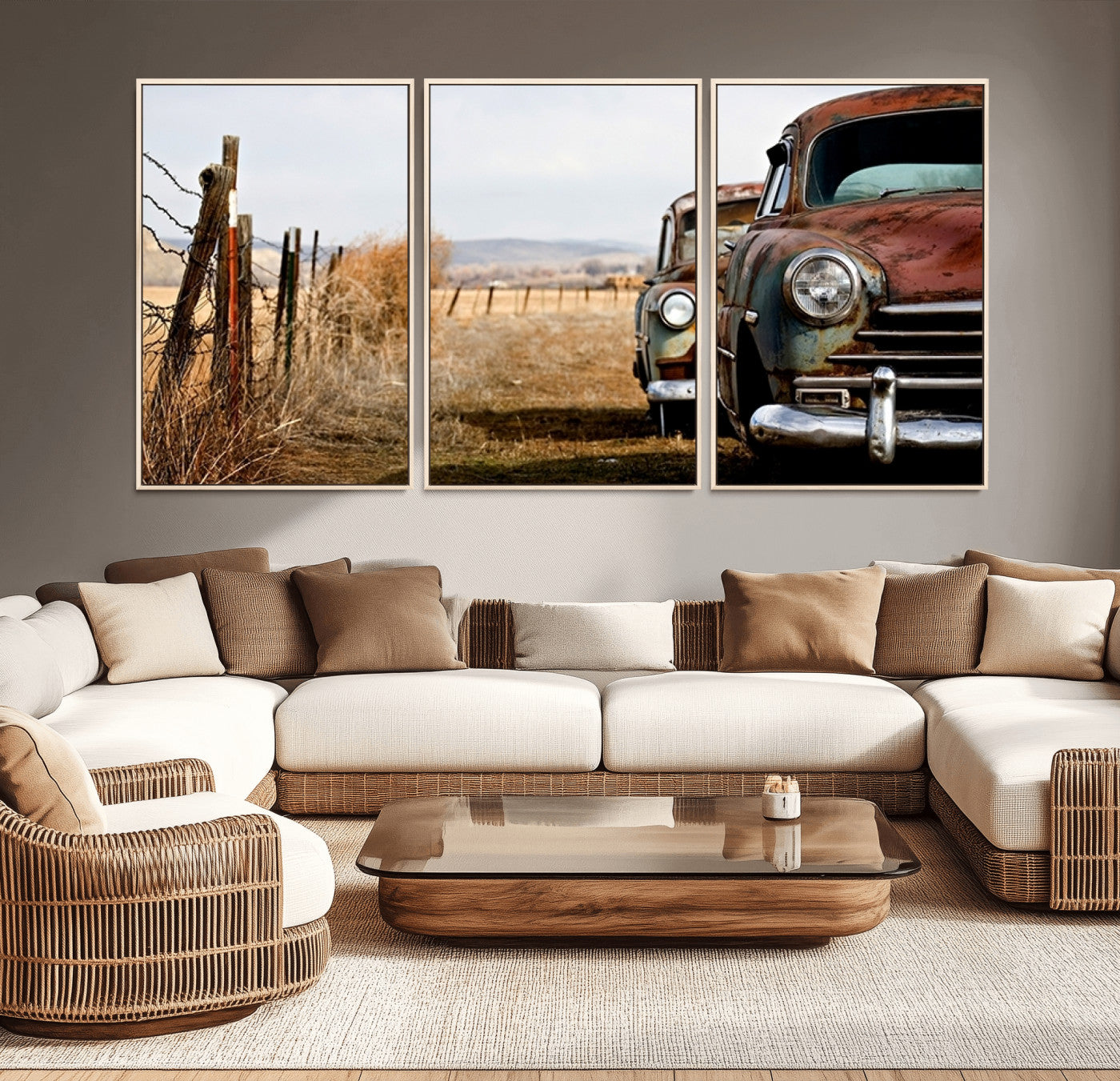33308-MGV-CV-36X24-Old Rustic Classic Car Wall Art Canvas Print