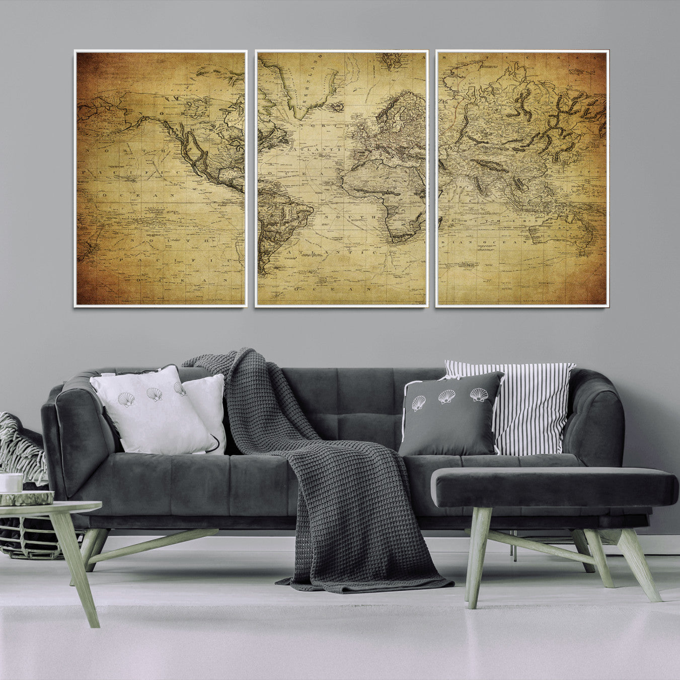 -Push Pin World Map Canvas Print – Travel Tracker Wall Art for Couples, Perfect Anniversary Gift for Home or Office Decor