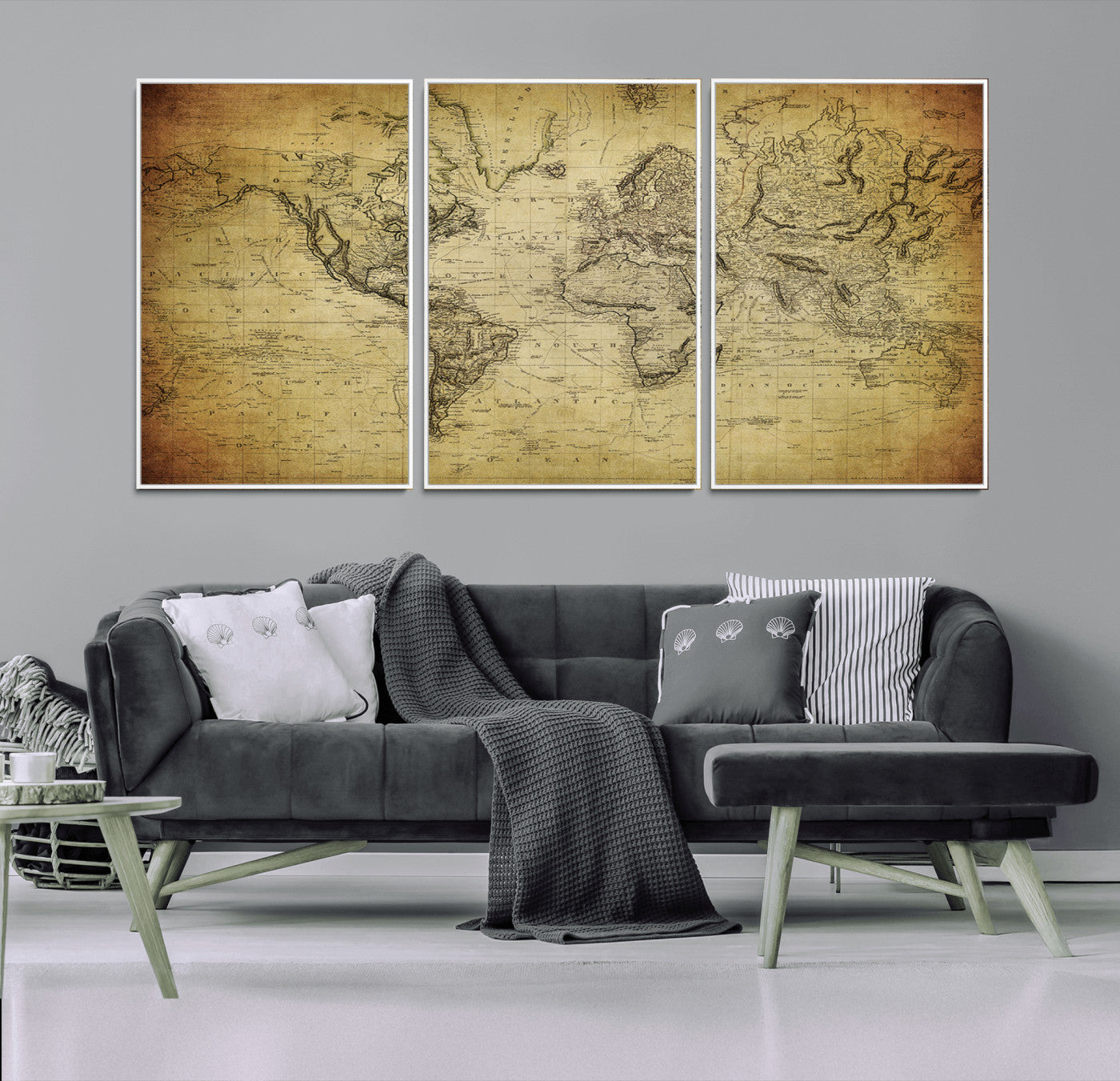 -Push Pin World Map Canvas Print – Travel Tracker Wall Art for Couples, Perfect Anniversary Gift for Home or Office Decor