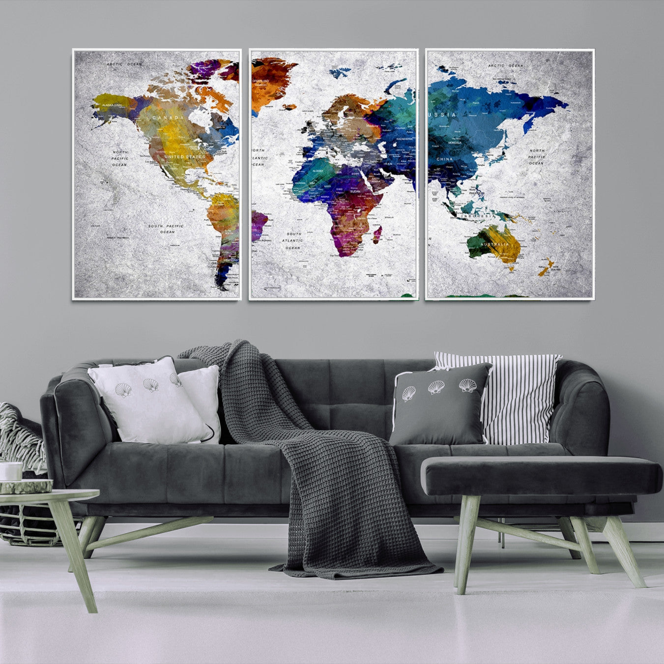 73670-MGV-CV-36X24-Push Pin World Map Canvas Print – Travel Tracker Wall Art for Couples, Perfect Anniversary Gift for Home or Office Decor