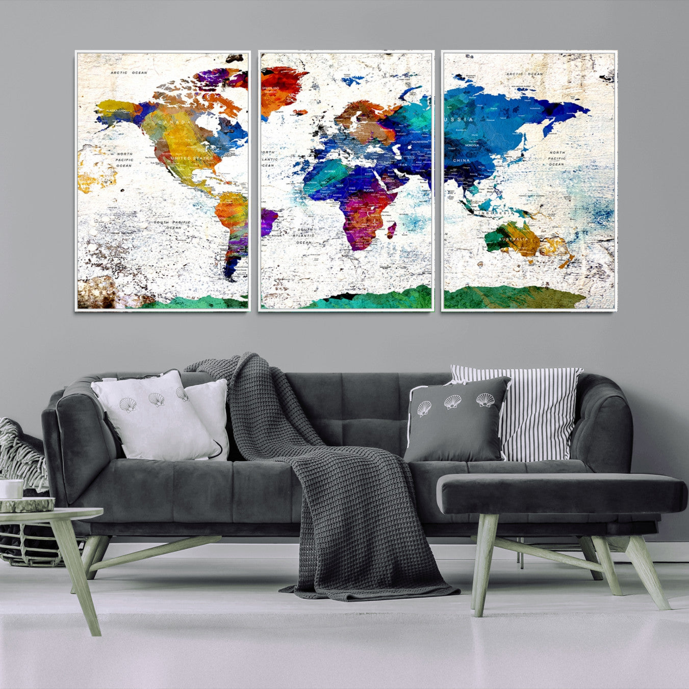 47974-MGV-CV-36X24-Push Pin World Map Canvas Print – Travel Tracker Wall Art for Couples, Perfect Anniversary Gift for Home or Office Decor