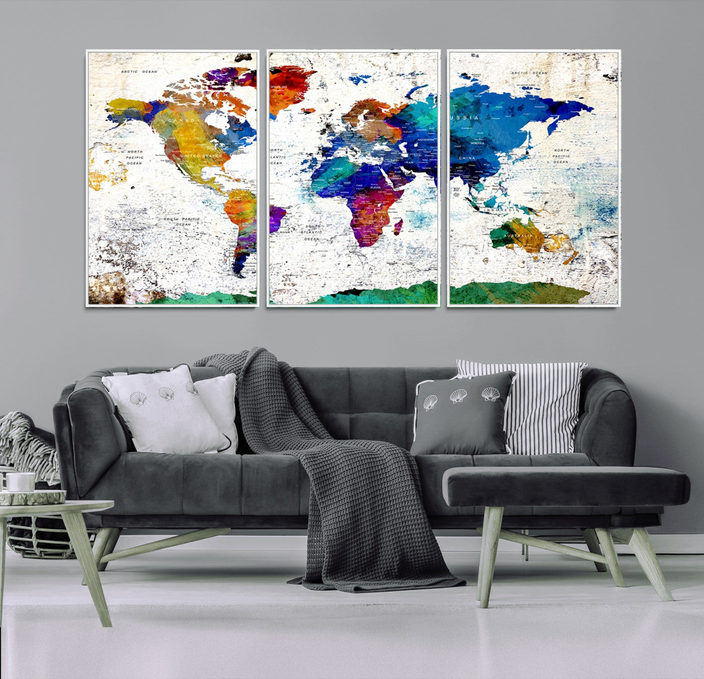 47974-MGV-CV-36X24-Push Pin World Map Canvas Print – Travel Tracker Wall Art for Couples, Perfect Anniversary Gift for Home or Office Decor