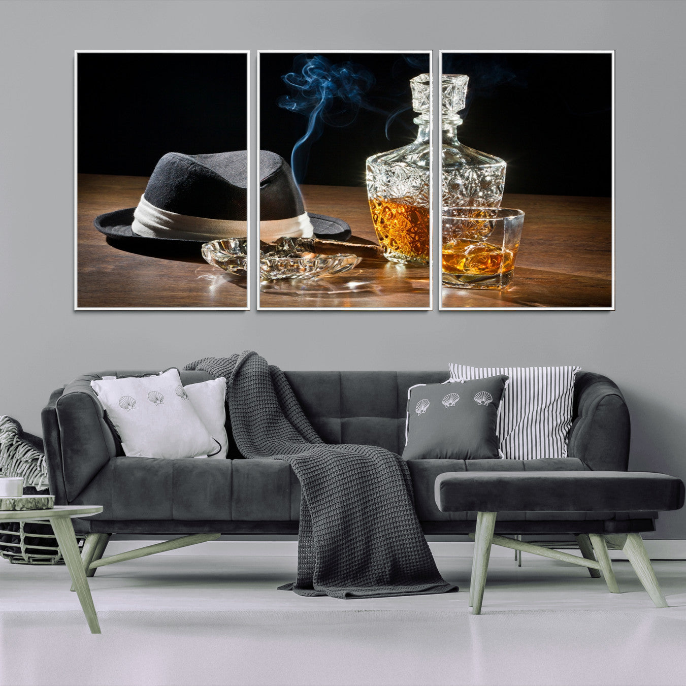 14629-MGV-FC-60X30-3P-Extra Large Bourbon Decor Whiskey Wall Art Canvas Print