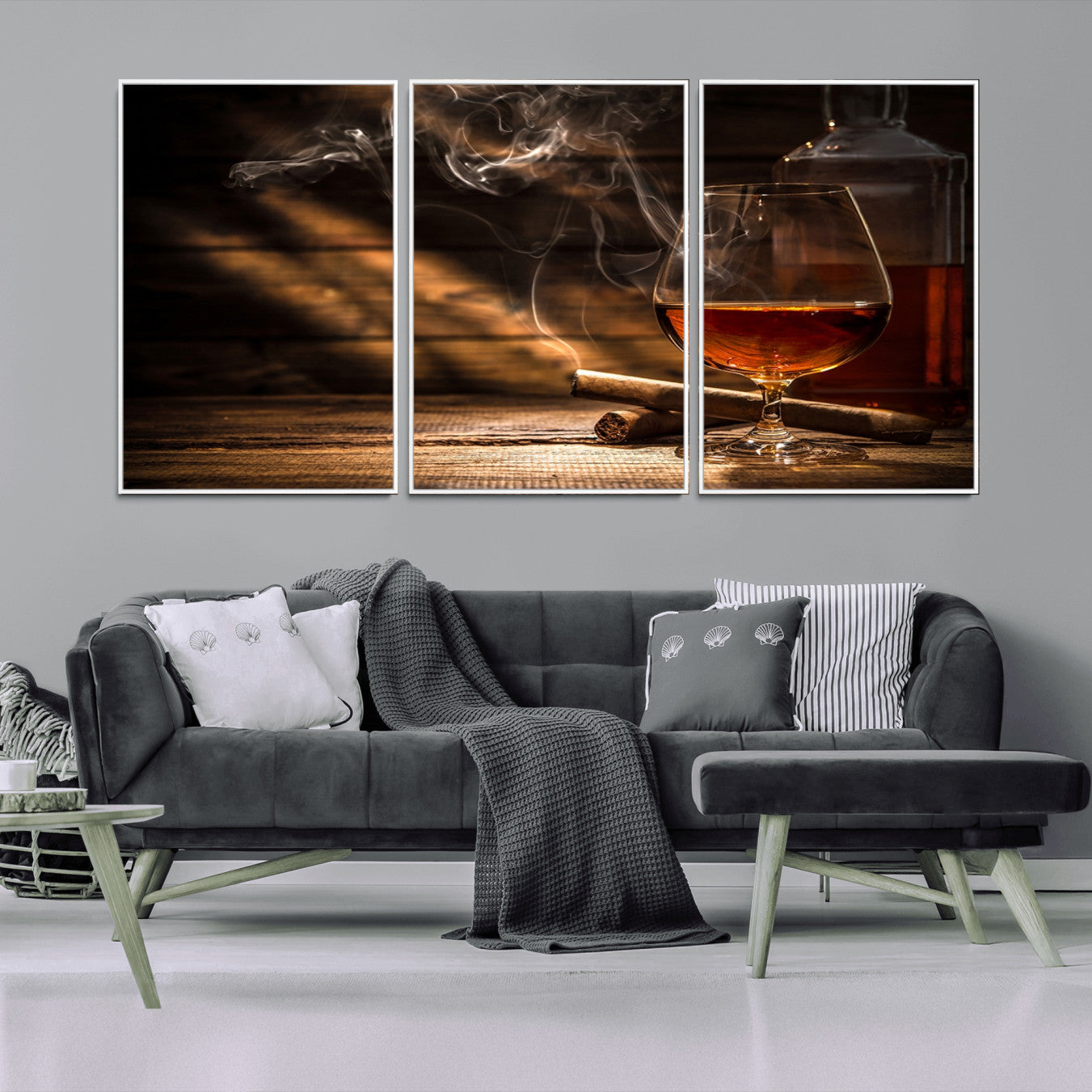 -Whiskey and Cigar Wall Art Canvas Print