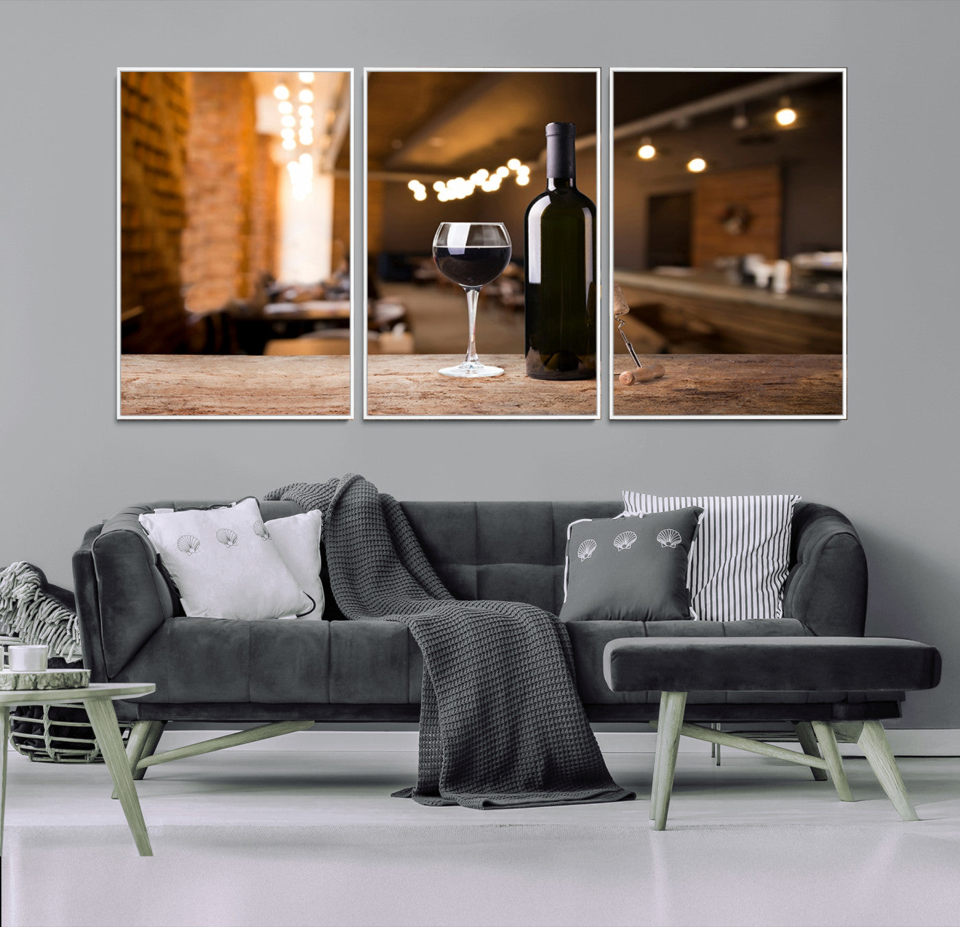 -Wine and Bottle Wall Art Canvas Print