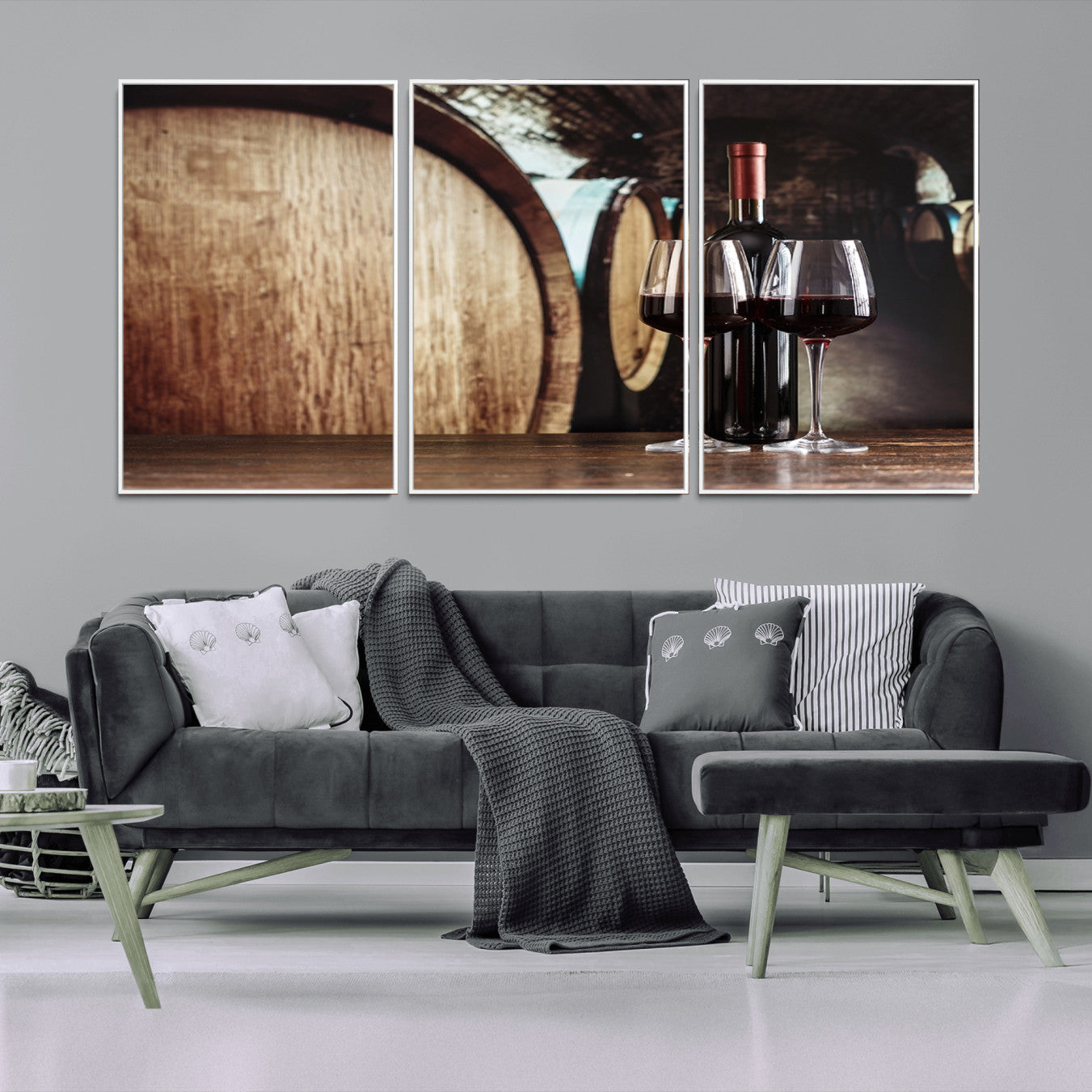 -Wine and Barrel Wall Art Canvas Print