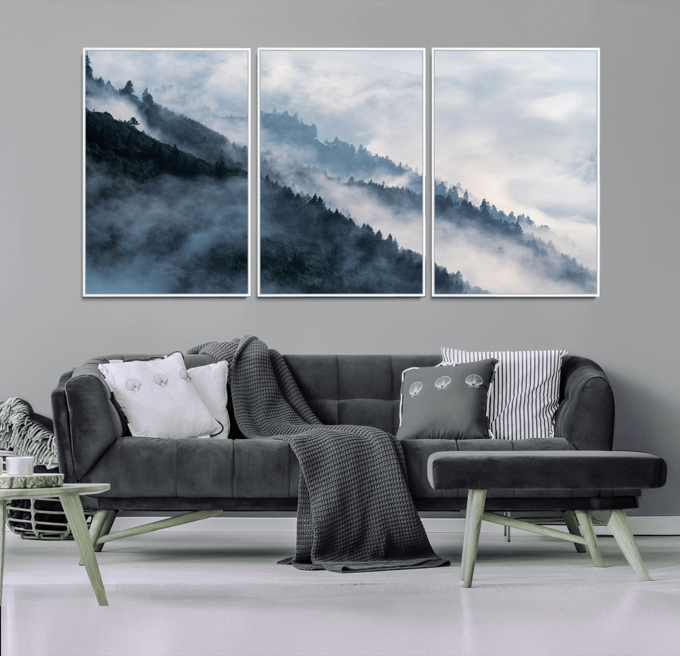 -Foggy Forest Wall Art Canvas Print – Misty Mountain Landscape Decor – Ready to Hang Nature-Inspired