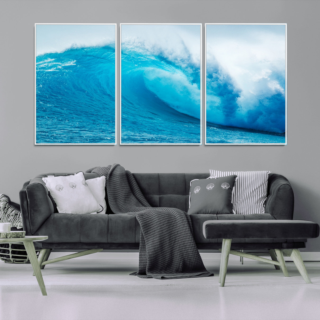 13117-MGV-FC-60X30-3P_White-Big Ocean Surfing Wave Wall Art Canvas Print