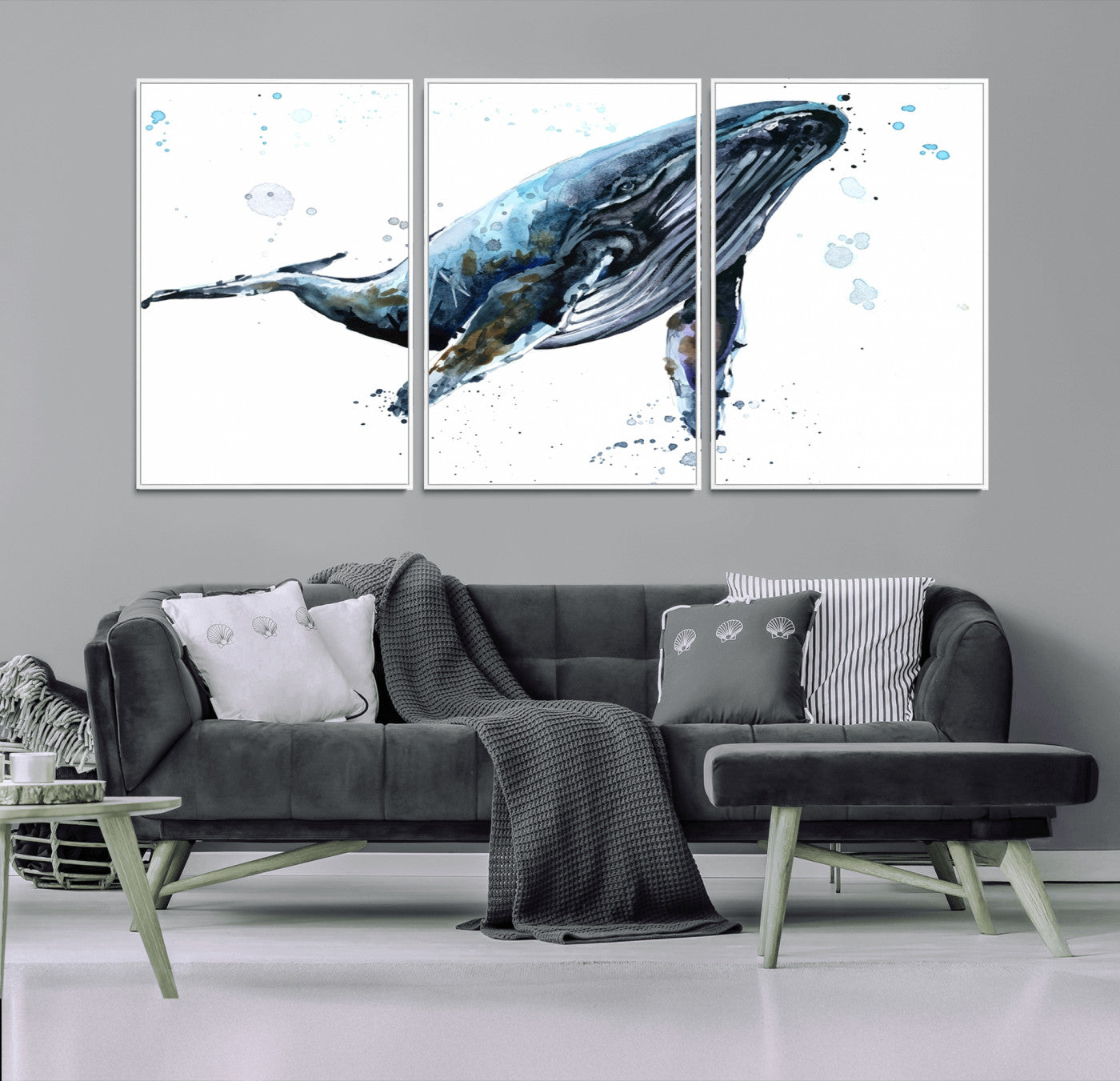 58370-MGV-CV-36X24-Watercolor Whale Wall Art Canvas Print