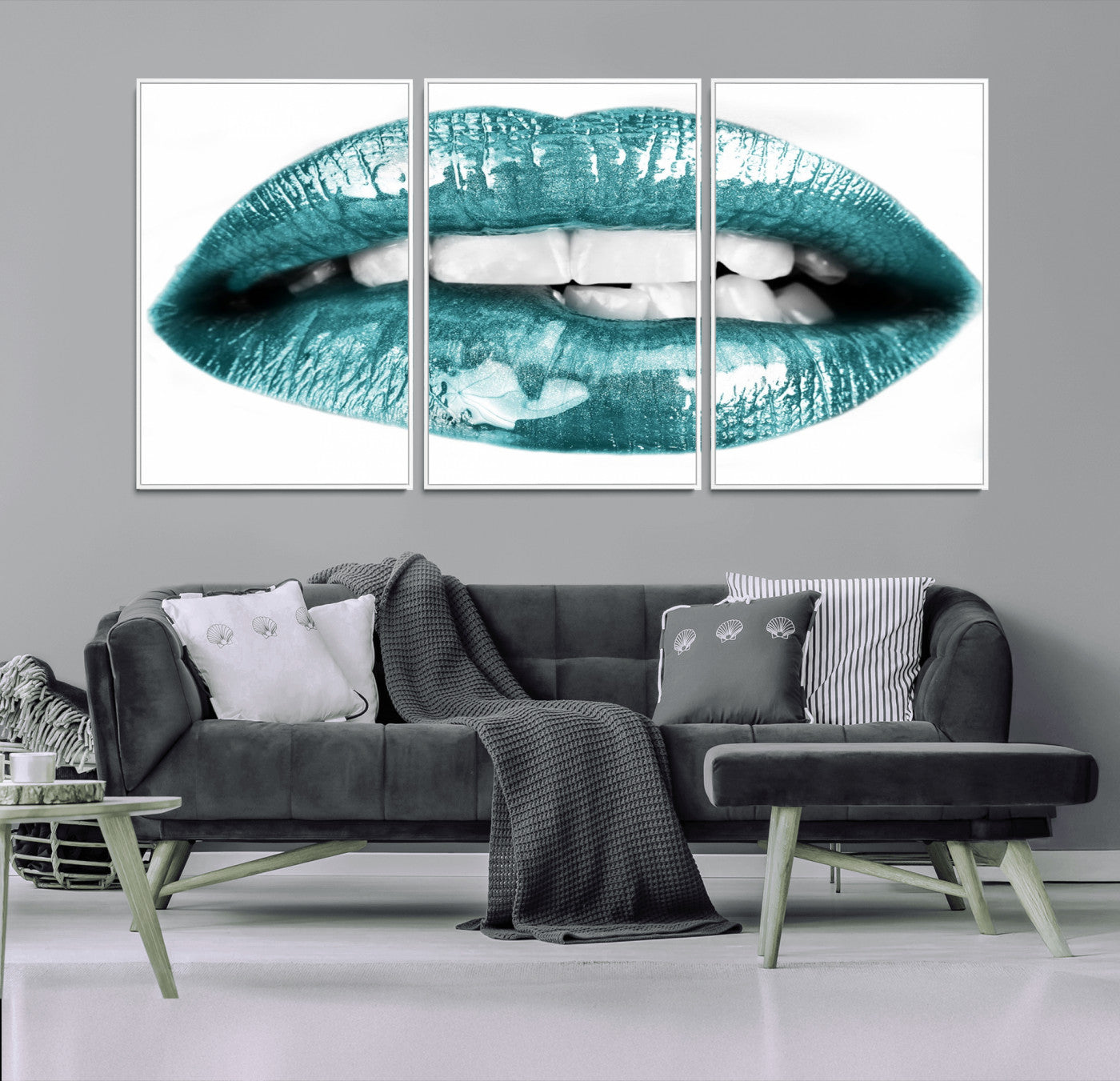 72429-MGV-CV-36X24-Blue Lips Wall Art Canvas Print
