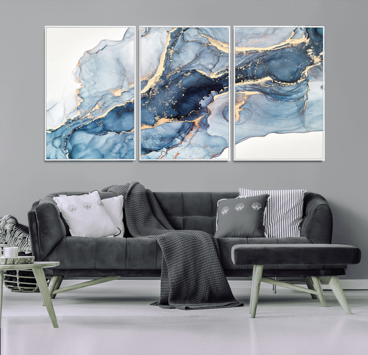 33782-MGV-CV-36X24-Abstract Art Print - Blue Abstract Canvas Wall Art Print Abstract Art Fluid Effect Marble Wall Art