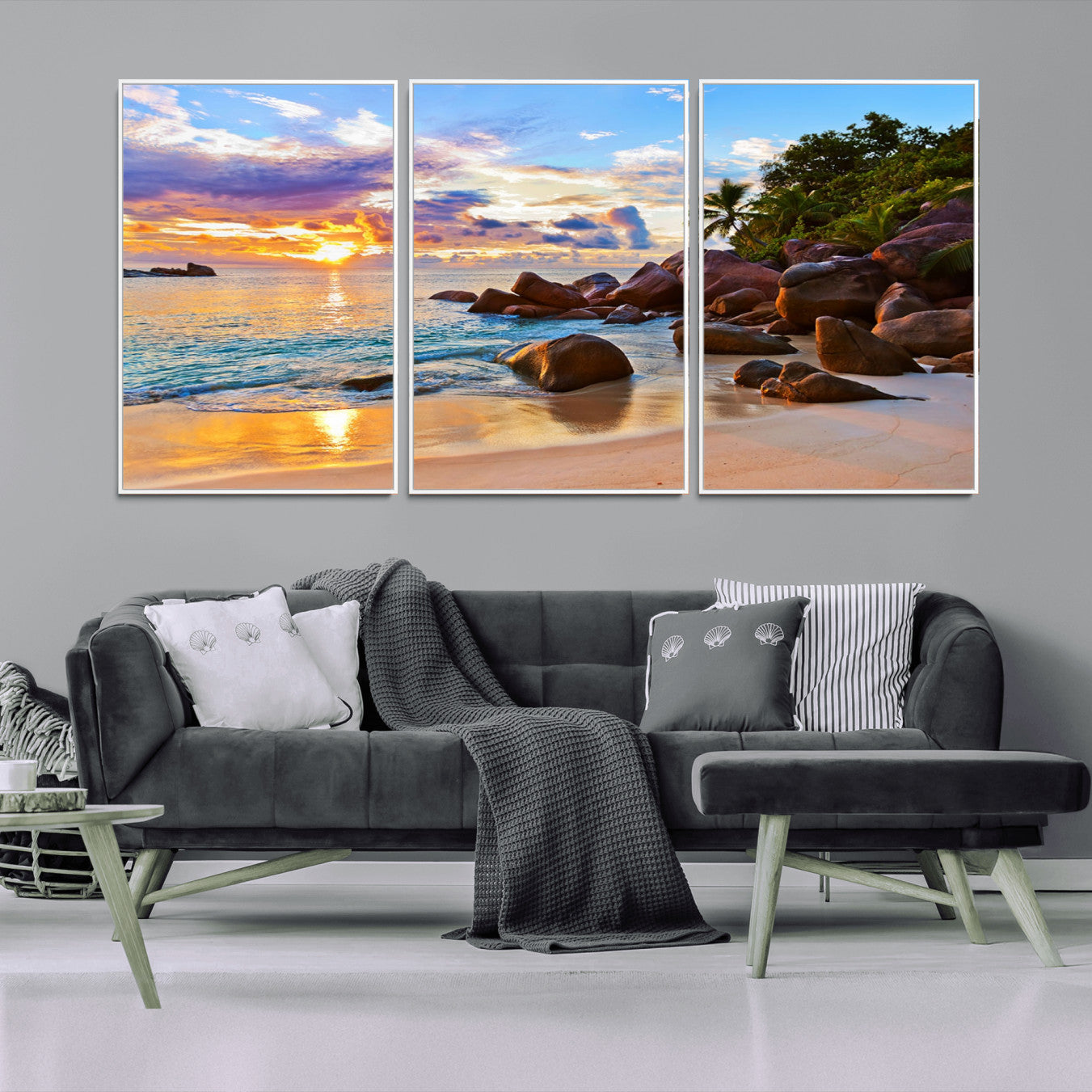 -Tropical Island Beach Sunset Canvas Print