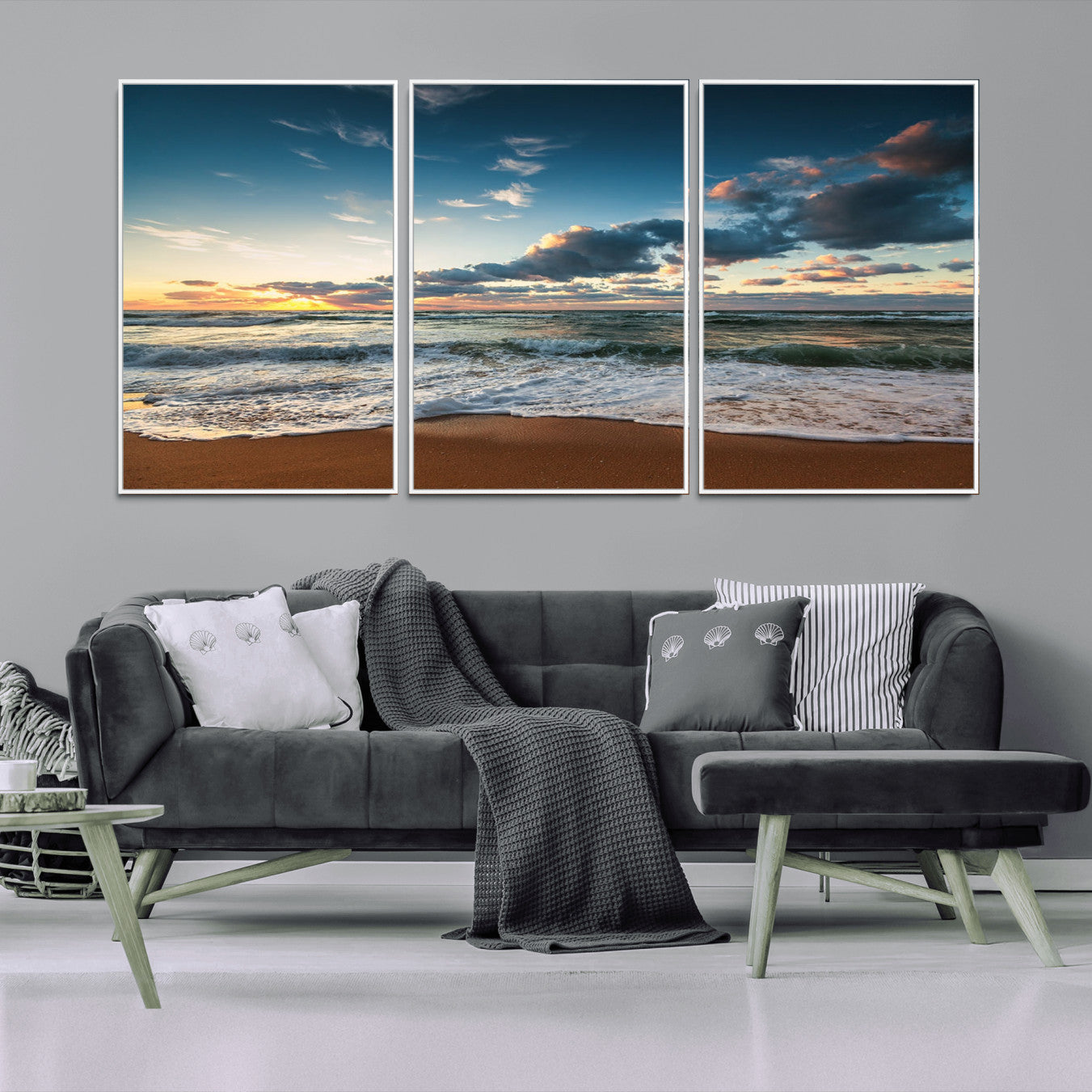 -Ocean Beach Wall Art Canvas Print Sunset Artwork Print Coastal Wall Art