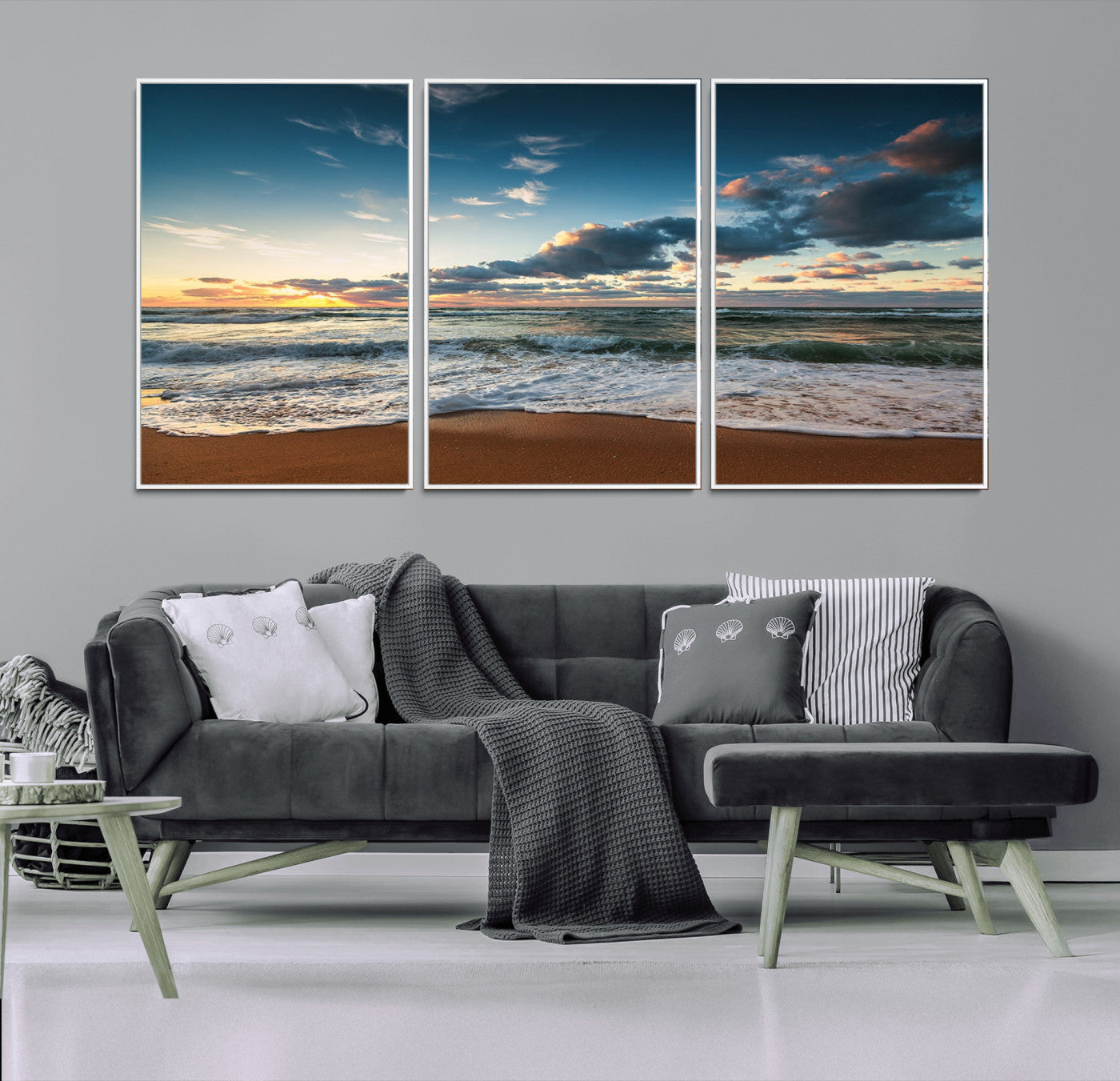 -Ocean Beach Wall Art Canvas Print Sunset Artwork Print Coastal Wall Art