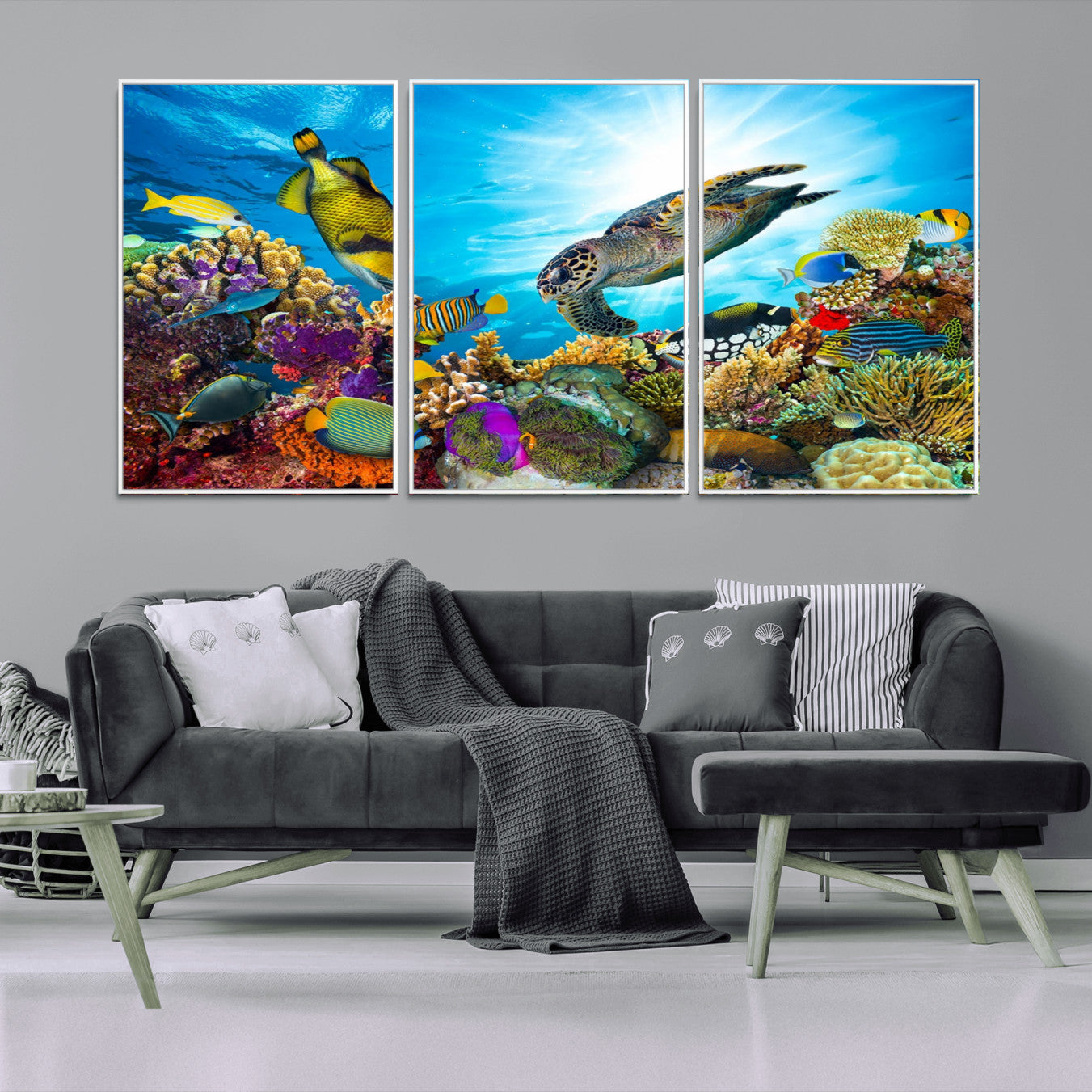 -Aquatic Life Sea Turtles Fish Wall Art Canvas Print