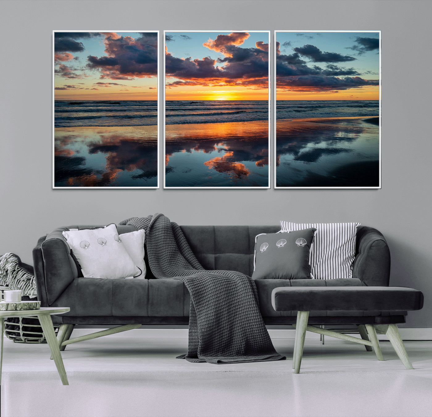 44145-MGV-CV-36X24-Beach Sunset Print - Stunning Ocean Canvas Artwork with Sunset Reflection Design for Elegant Home or